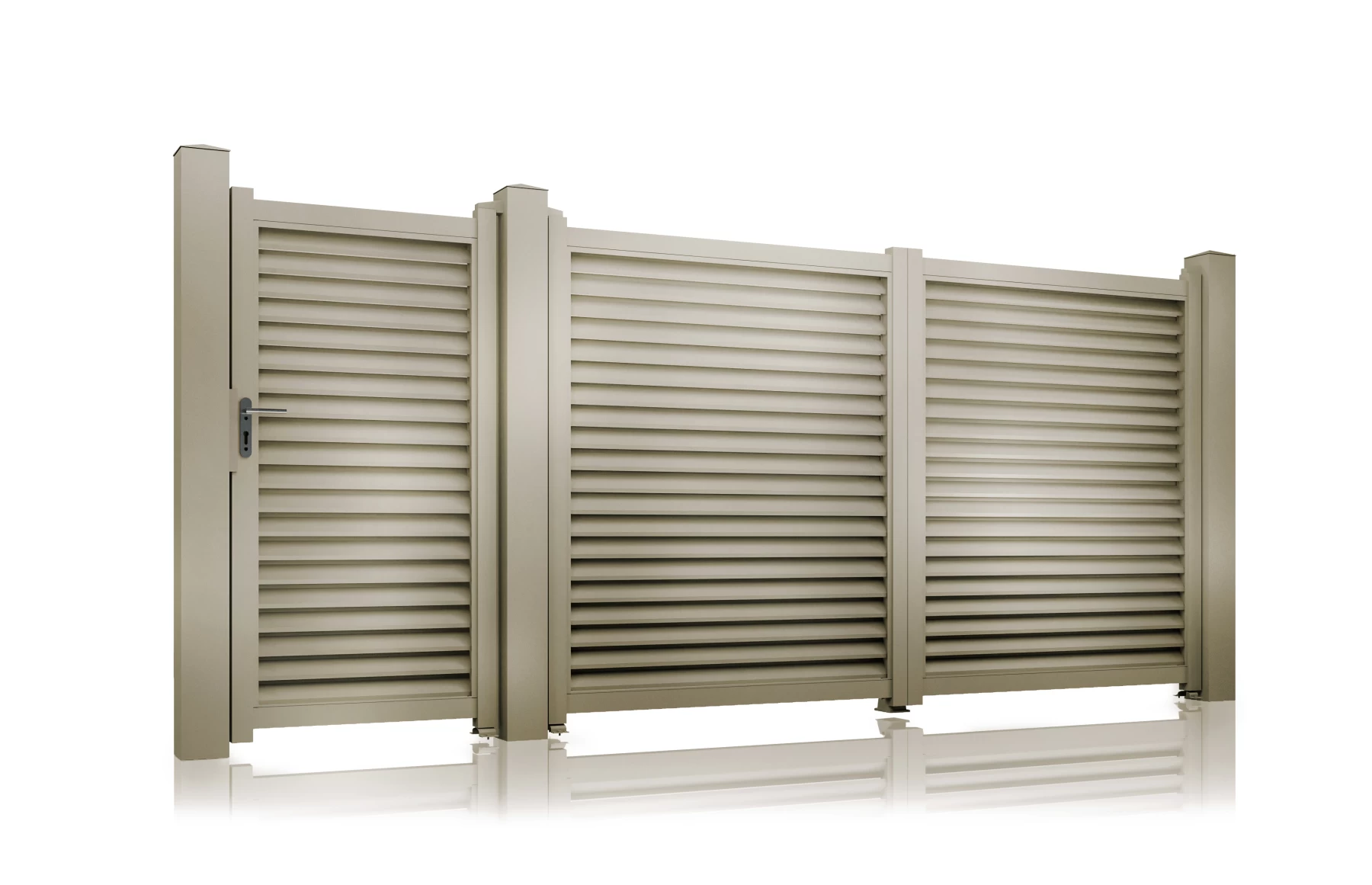 Poarta auto metalica din aluminiu 3500x1800mm, prefabricat, Bej Nisipiu, model Jaluzea Suprem