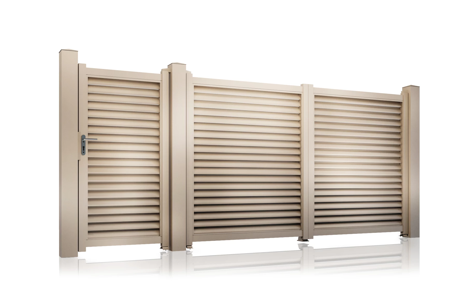 Set porti metalice din aluminiu 900x1800mm, 3500x1800mm, prefabricate, ivoire, model Jaluzea Suprem