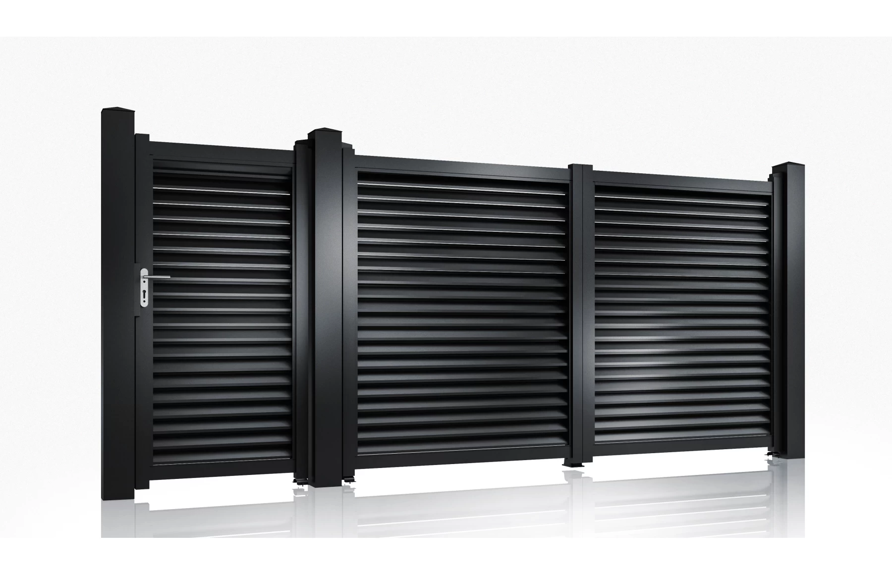 Set porti metalice din aluminiu 900x1800mm, 3000x1800mm, prefabricate, Negru, model Jaluzea Suprem