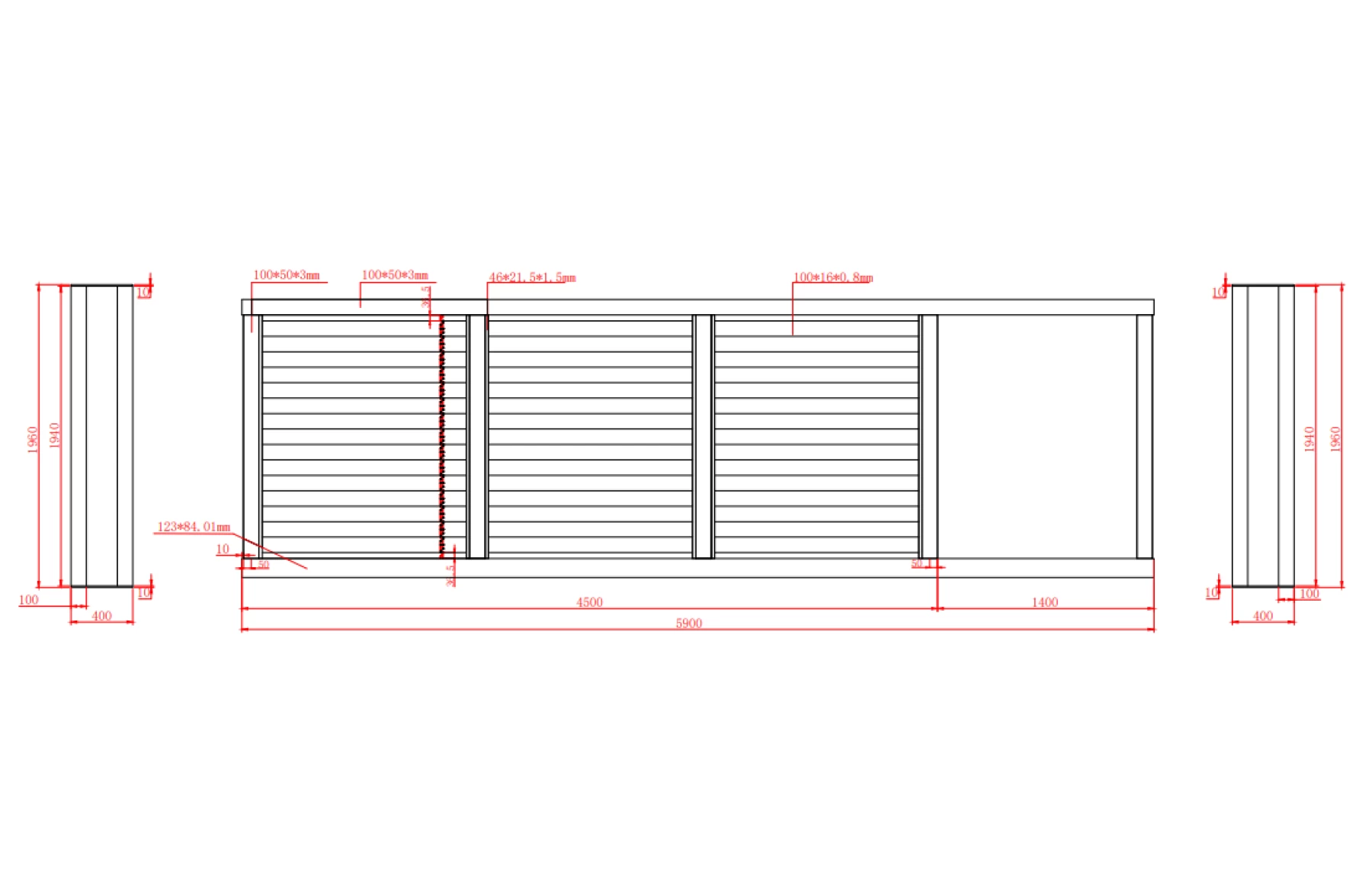 Poarta autoportanta, Jaluzea Deluxe, prefabricata, Aluminiu, 5800mm lungime x 1800mm inaltime, gri antracit