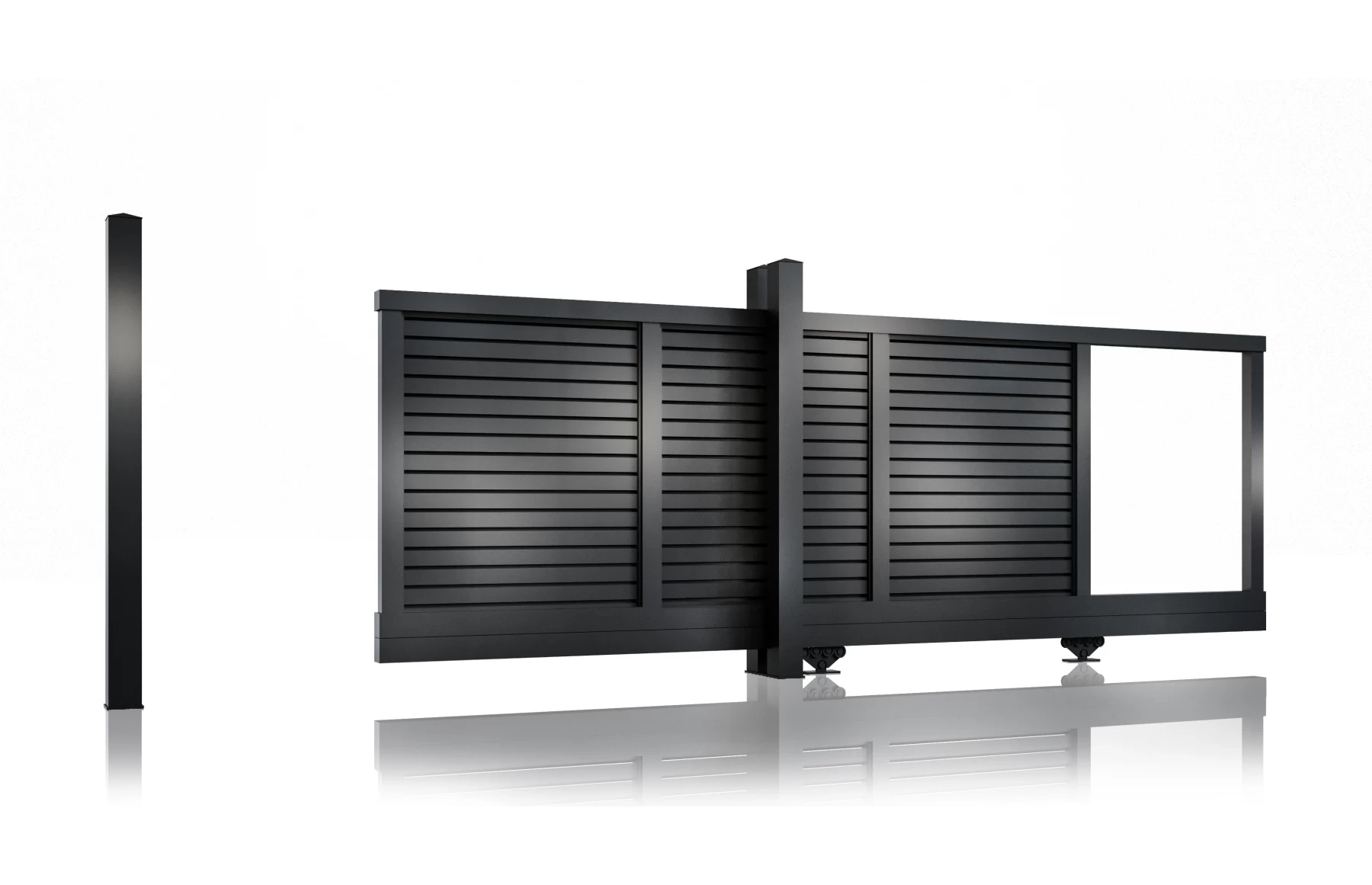 Poarta autoportanta, Jaluzea Deluxe, prefabricata, Aluminiu, 5800mm lungime x 1800mm inaltime, gri antracit