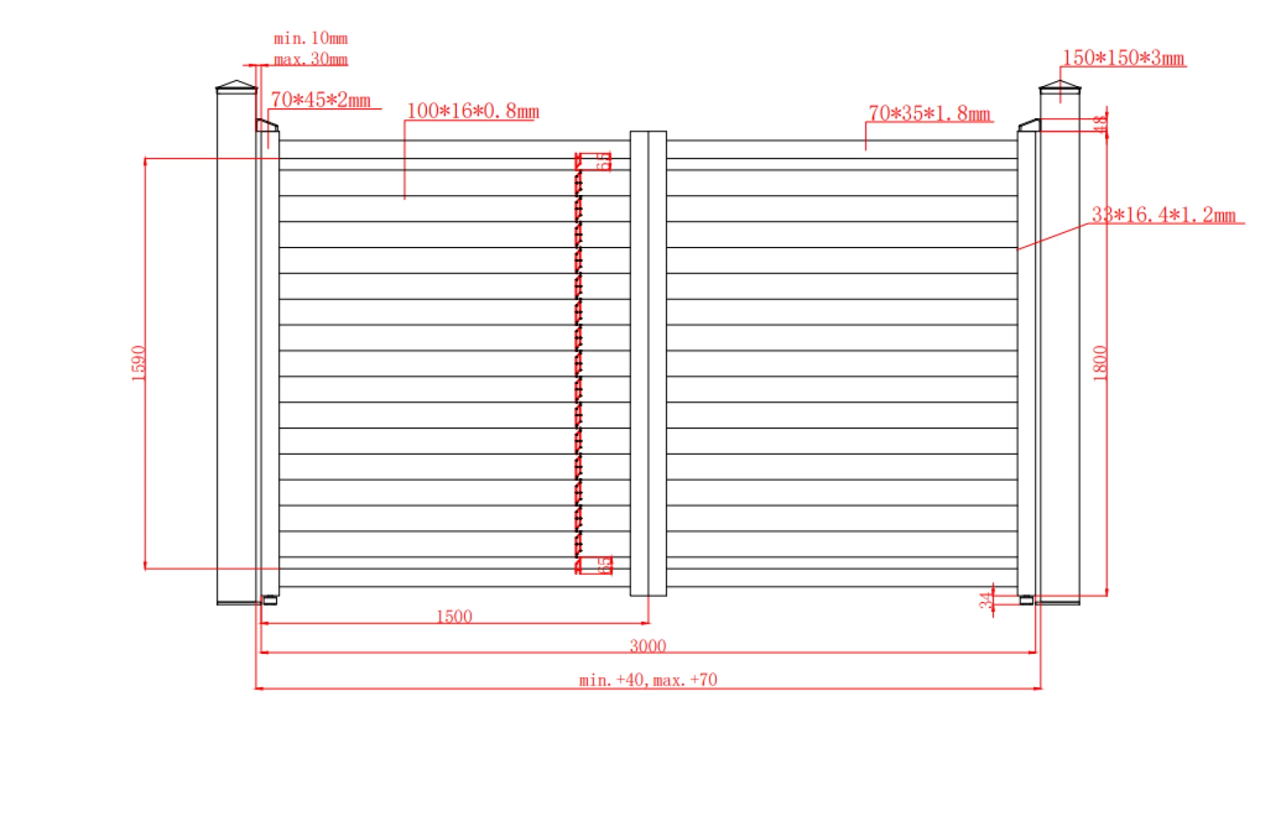 Set porti metalice din aluminiu 900x1800mm, 3000x1800mm, prefabricate, gri antracit, model Jaluzea Deluxe