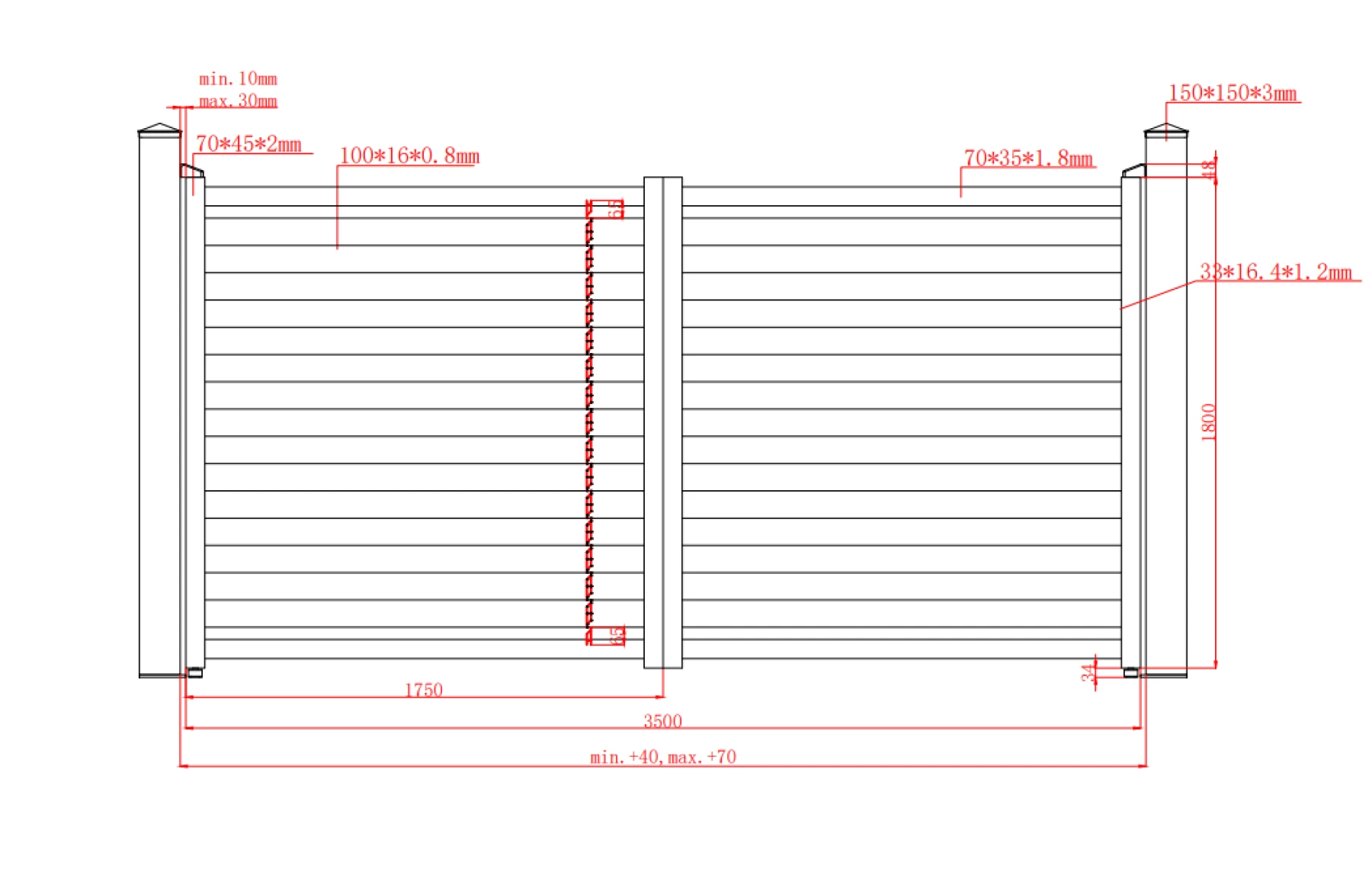 Poarta auto batanta, aluminiu, 3500x1800mm, prefabricat, gri antracit, model Jaluzea Deluxe