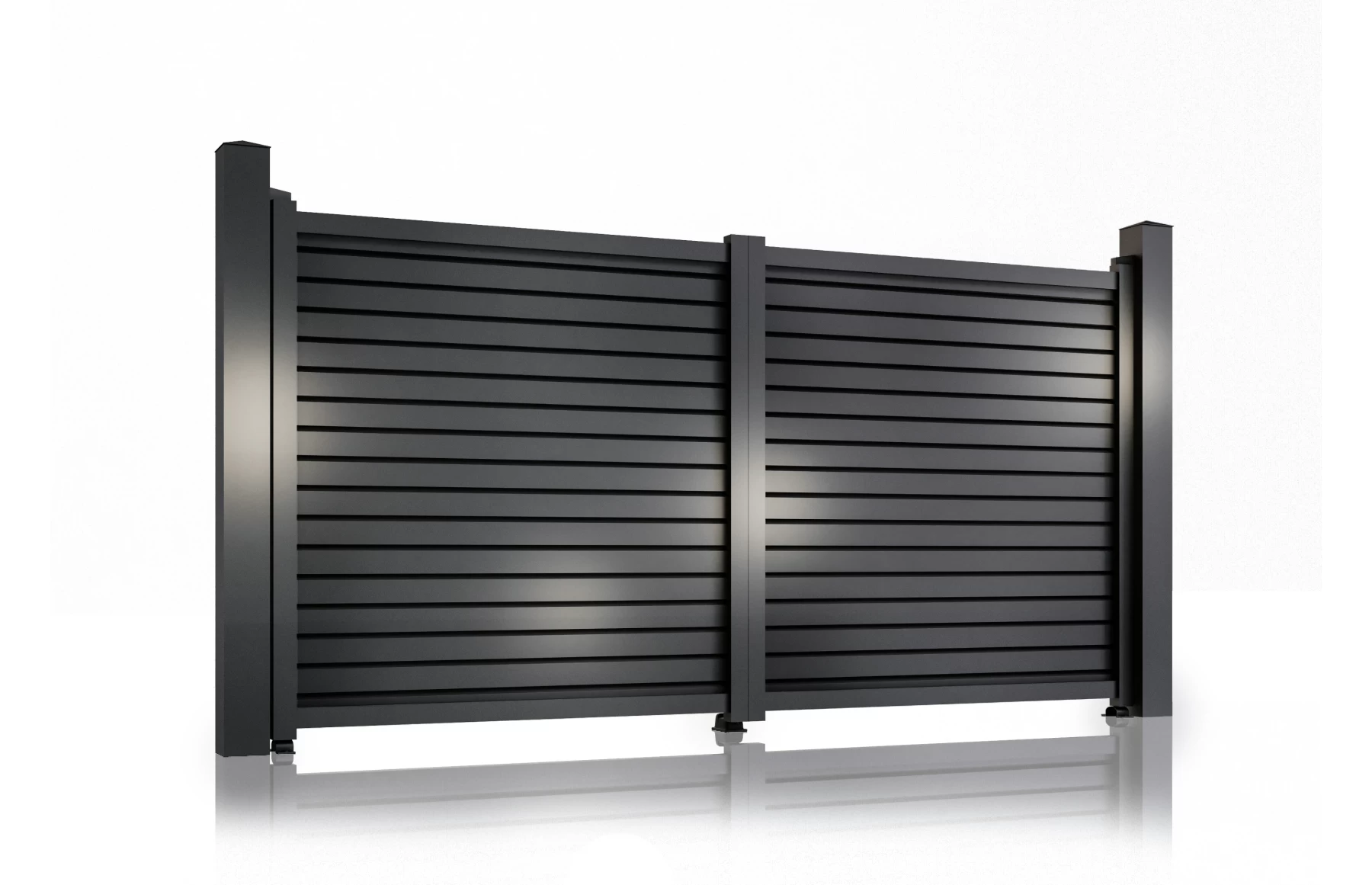 Poarta auto batanta, aluminiu, 3500x1800mm, prefabricat, gri antracit, model Jaluzea Deluxe