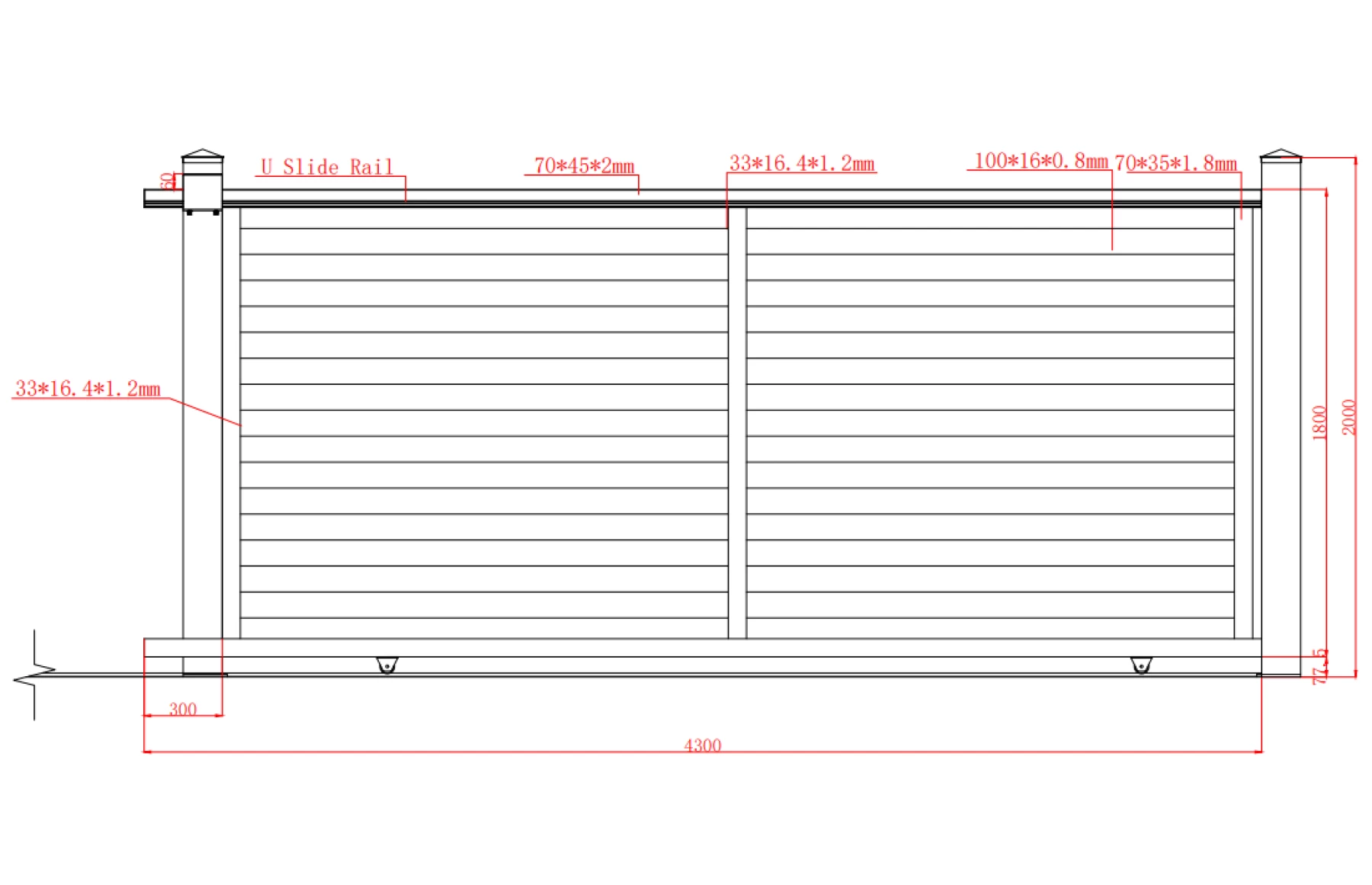 Poarta culisanta metalica din aluminiu, prefabricata, gri antracit, model Jaluzea Deluxe, 4000x1800mm
