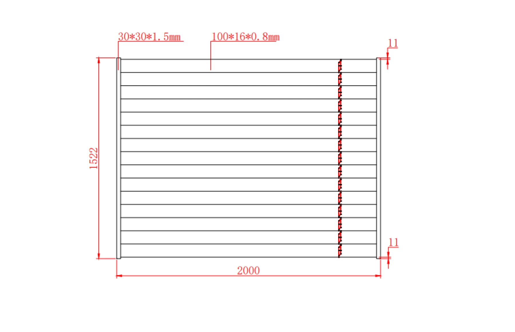 Gard metalic din aluminiu, model Jaluzea Deluxe, 2000x1500mm
