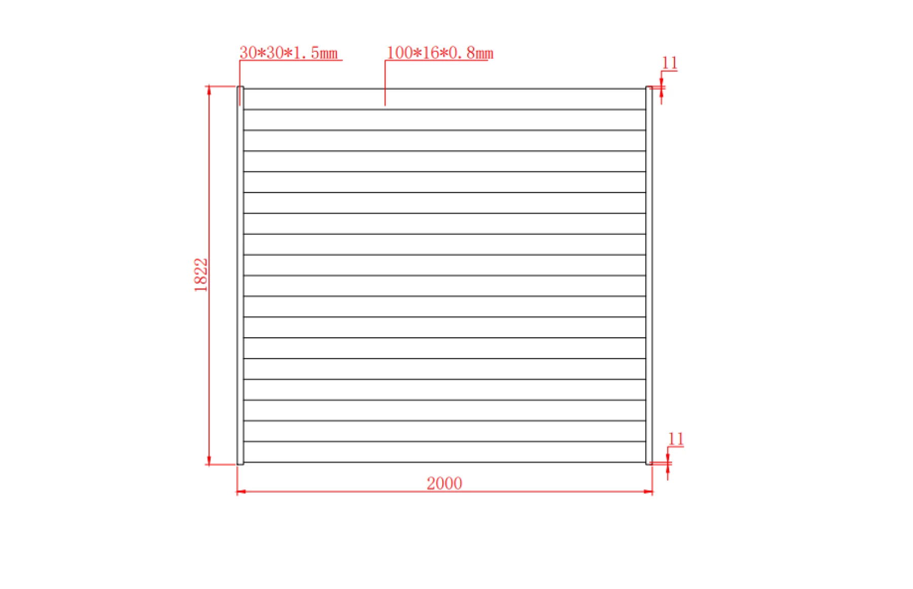 Gard metalic din aluminiu, model Jaluzea Deluxe, 2000x1800mm