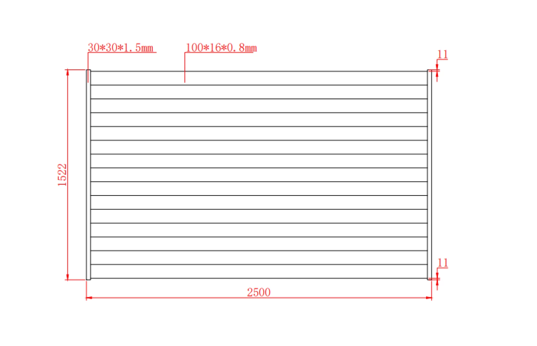 Gard metalic din aluminiu, model Jaluzea Deluxe, 2500x1500mm