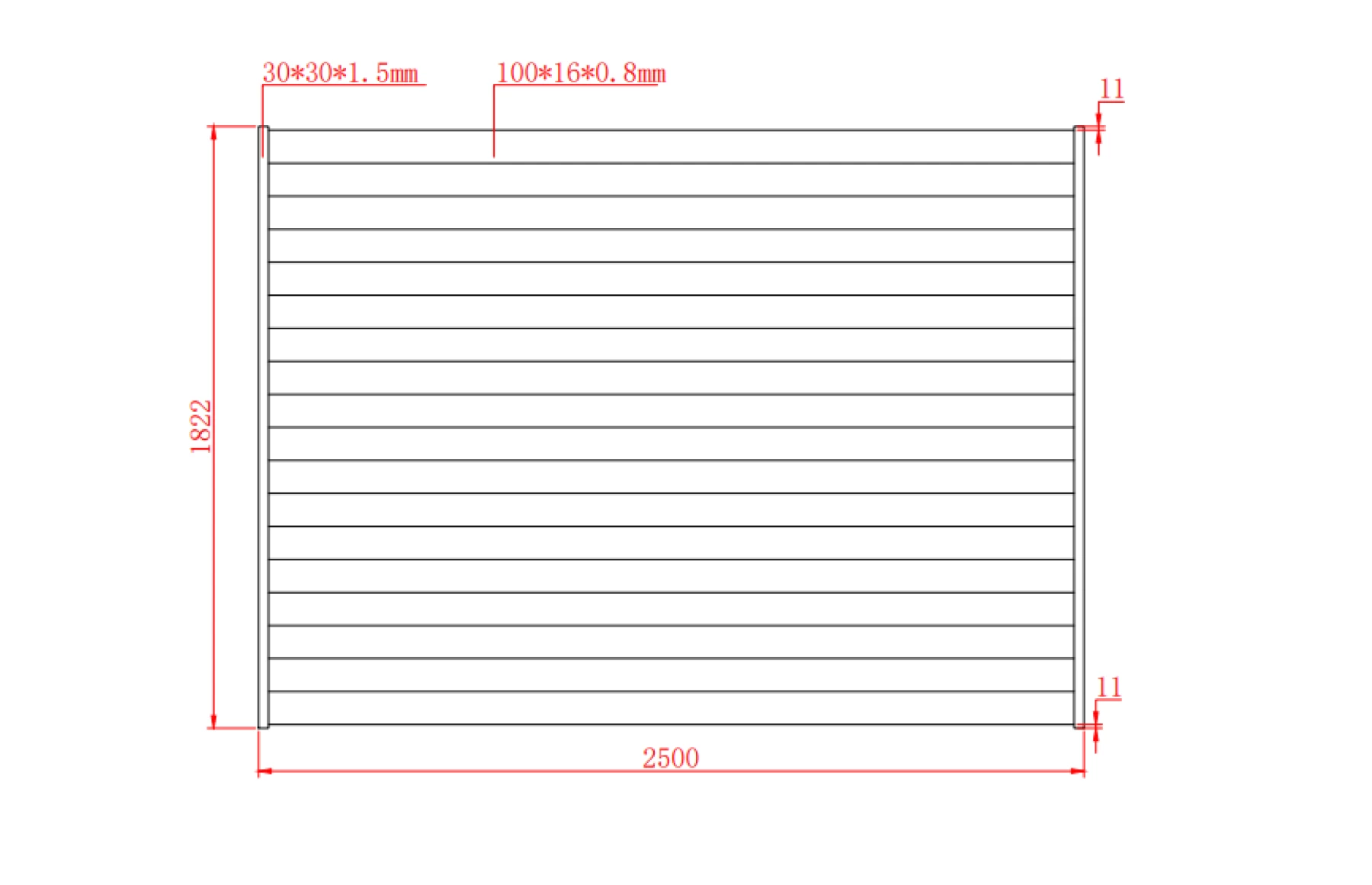 Gard metalic din aluminiu, model Jaluzea Deluxe, 2500x1800mm