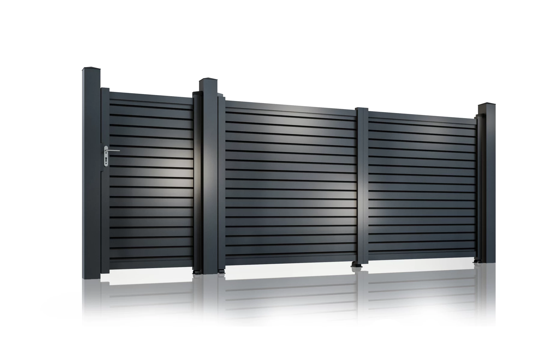 Set porti metalice din aluminiu 900x1800mm, 3500x1800mm, prefabricate, gri antracit, model Jaluzea Deluxe