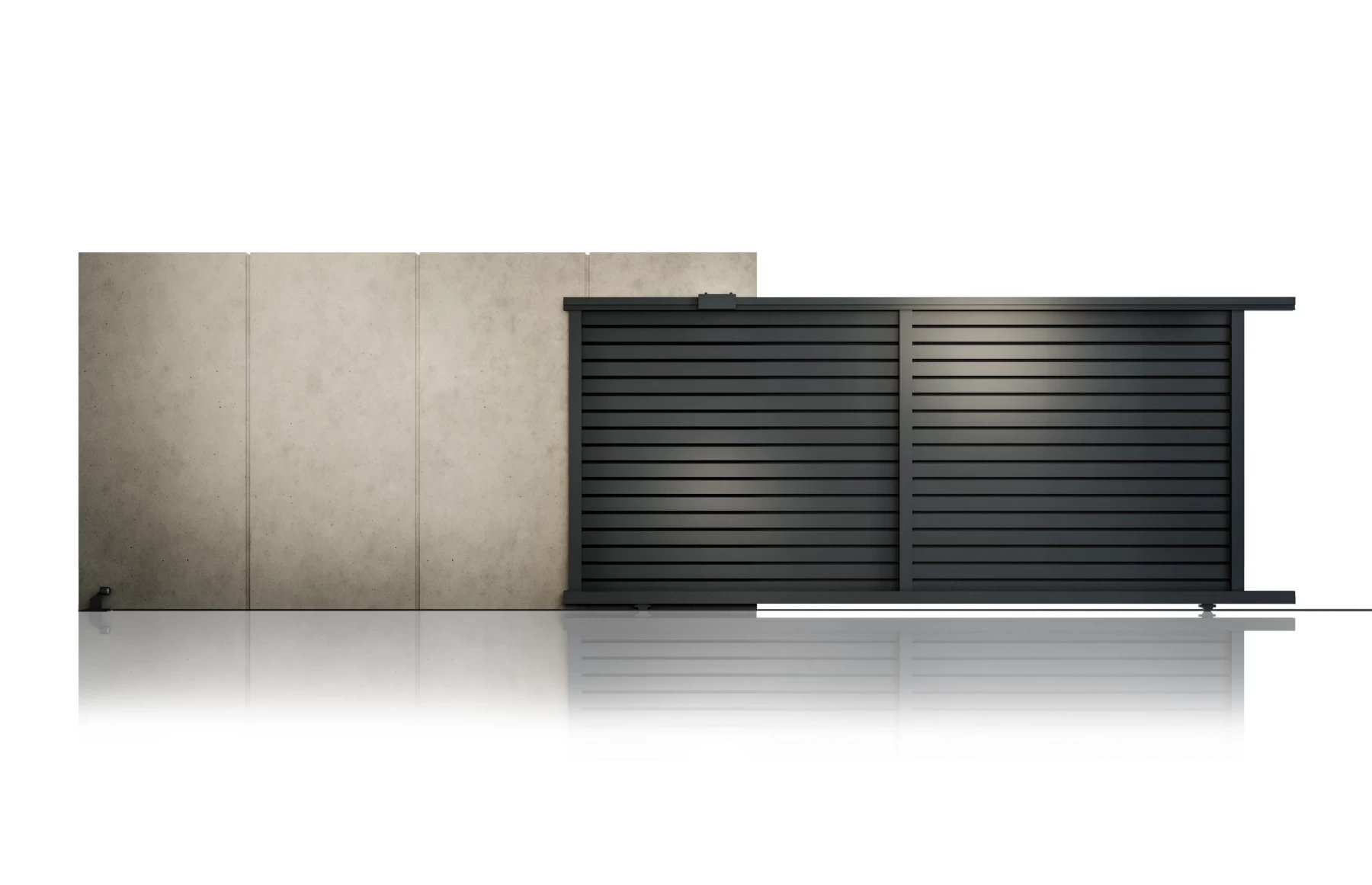 Poarta culisanta metalica din aluminiu, prefabricata, model Jaluzea Deluxe, gri antracit, 3000x1800mm