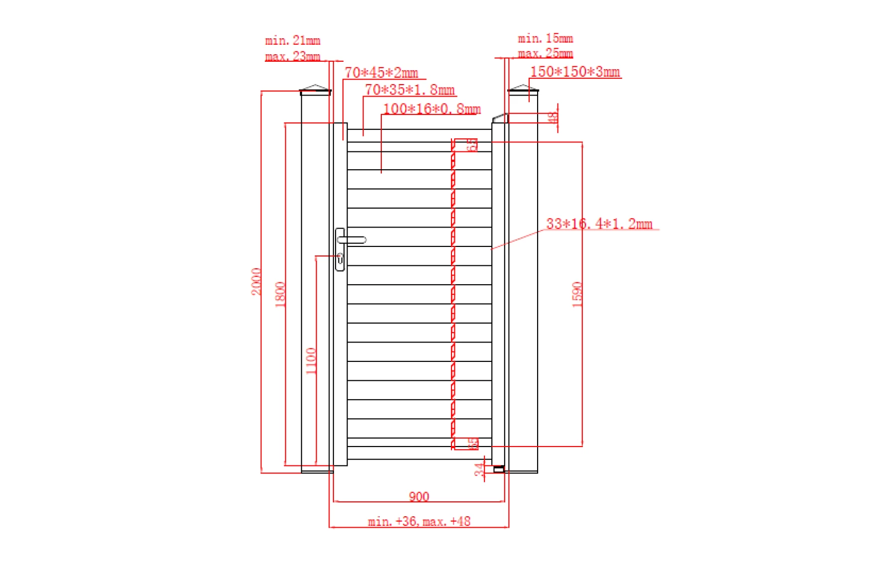 Poarta pietonala metalica din aluminiu 900x1800mm, prefabricata, gri antracit, model Jaluzea Deluxe