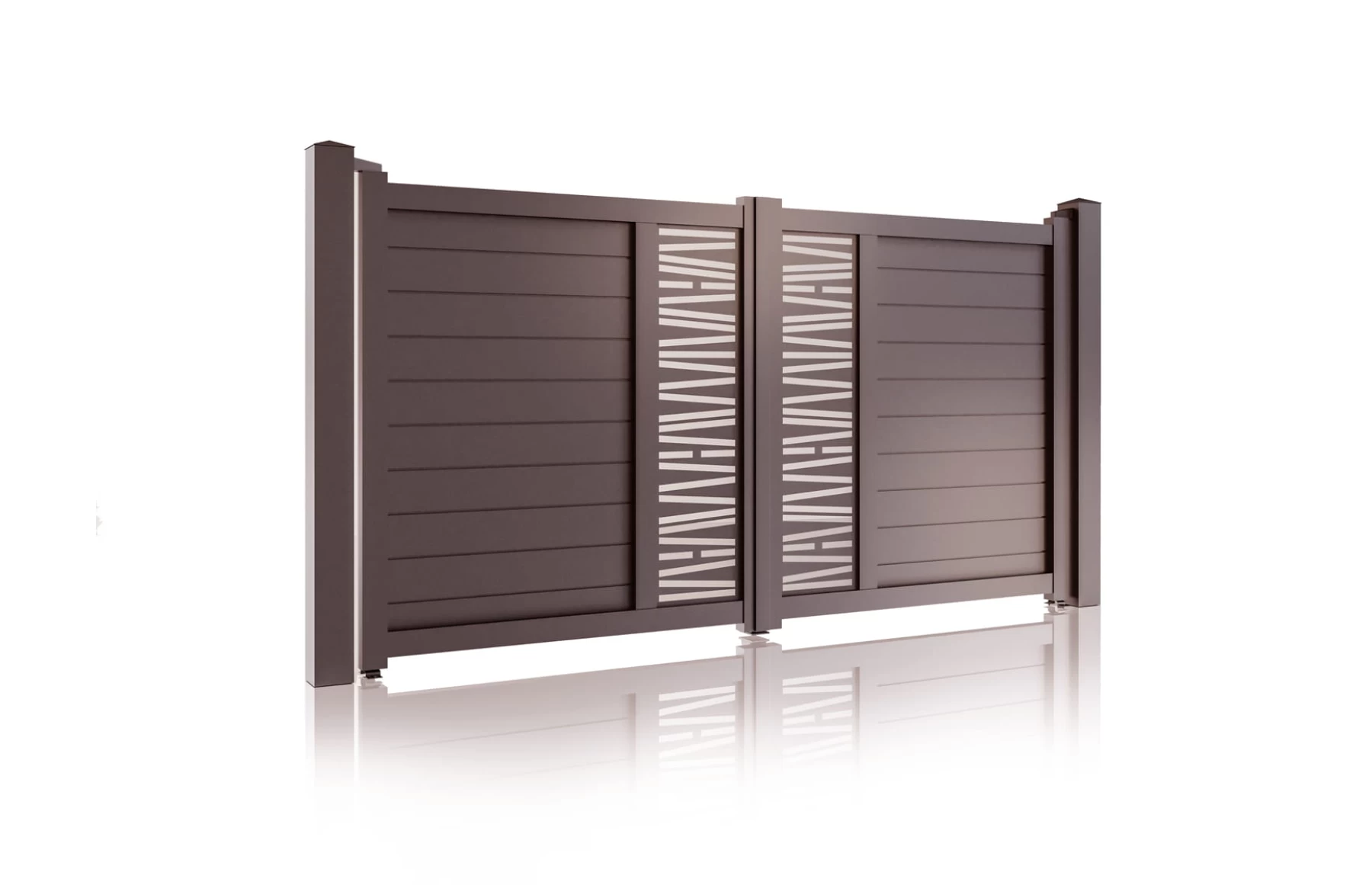 Poarta auto metalica din aluminiu 3000x1800mm, prefabricat, maro, model Poseidon