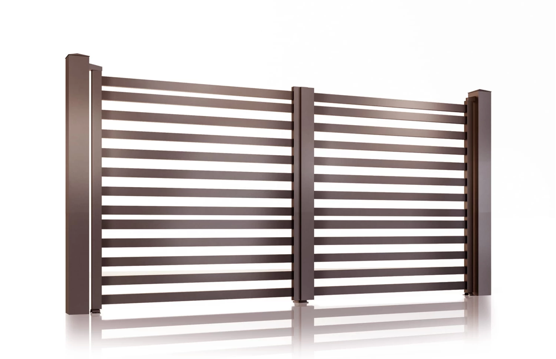 Poarta auto metalica din aluminiu 3500x1800mm, prefabricat, maro, model Star