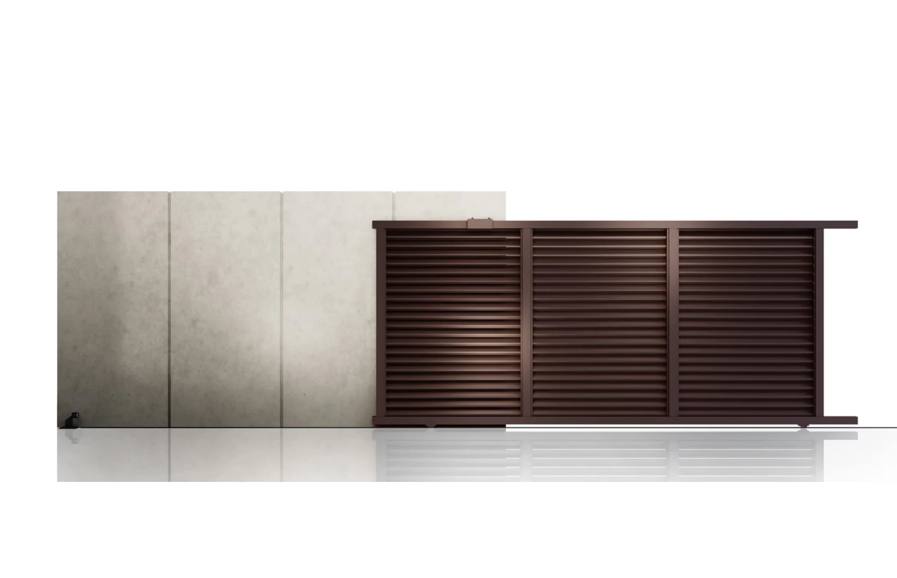 Poarta culisanta glisanta metalica din aluminiu, prefabricata, maro model Jaluzea Suprem, 4000x1800mm