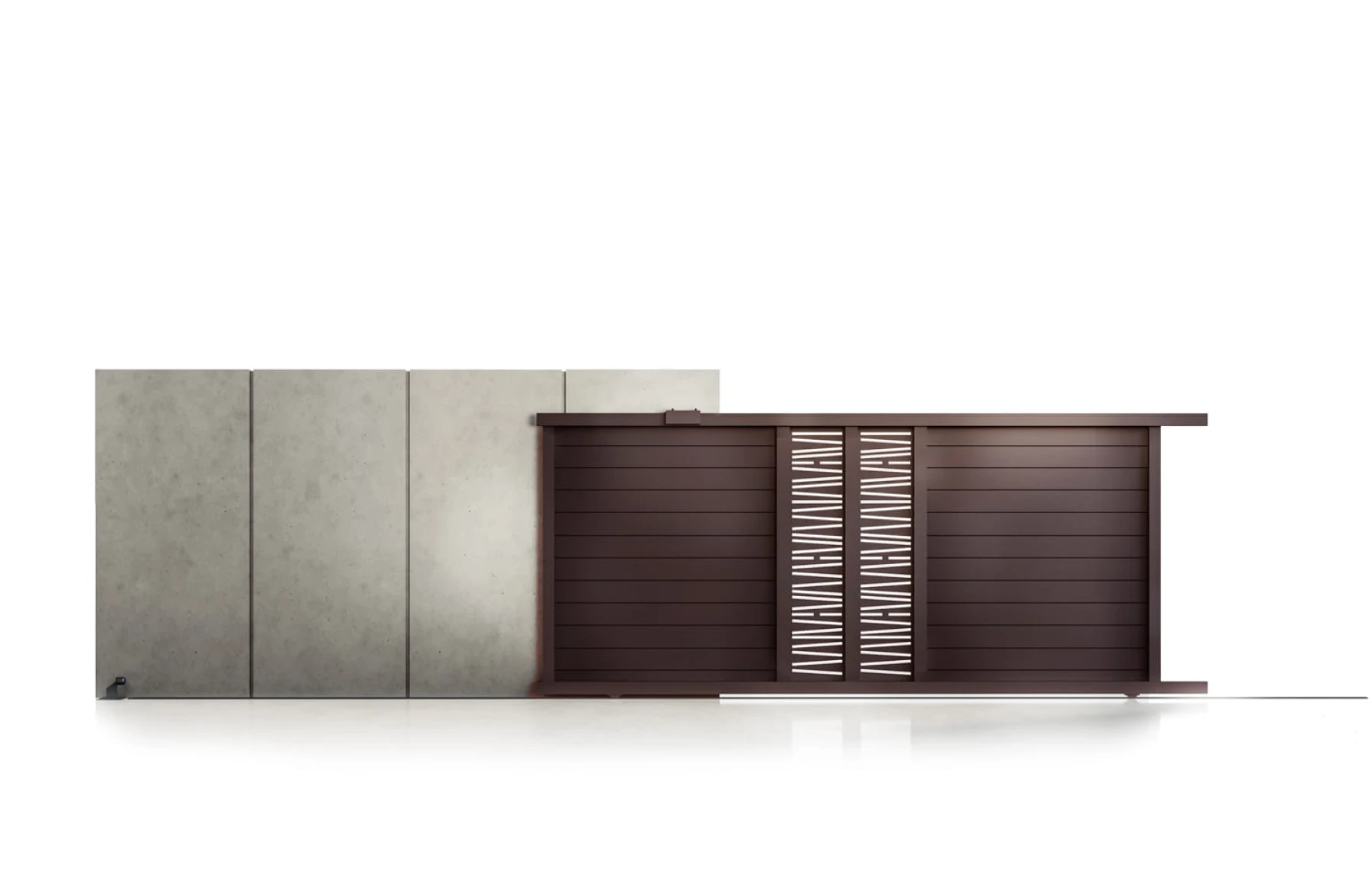 Poarta culisanta glisanta metalica din aluminiu, prefabricata, maro, model Poseidon, 4000x1800mm