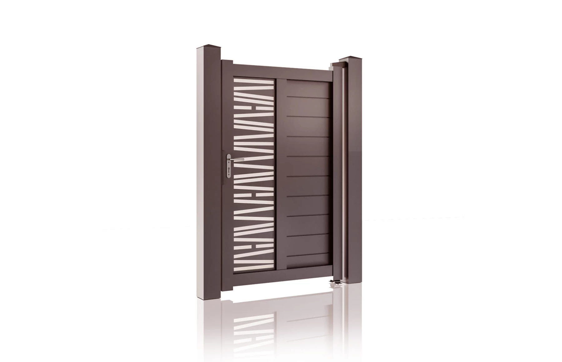 Poarta pietonala metalica din aluminiu 900x1800mm, prefabricata, maro, model  Poseidon