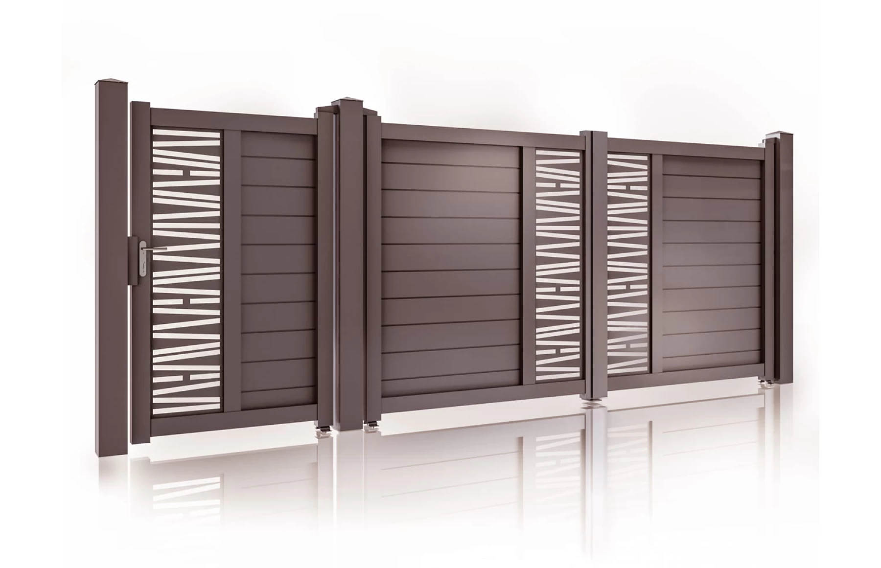 Set porti metalice din aluminiu 900x1800mm, 3000x1800mm, prefabricate, maro, model Poseidon