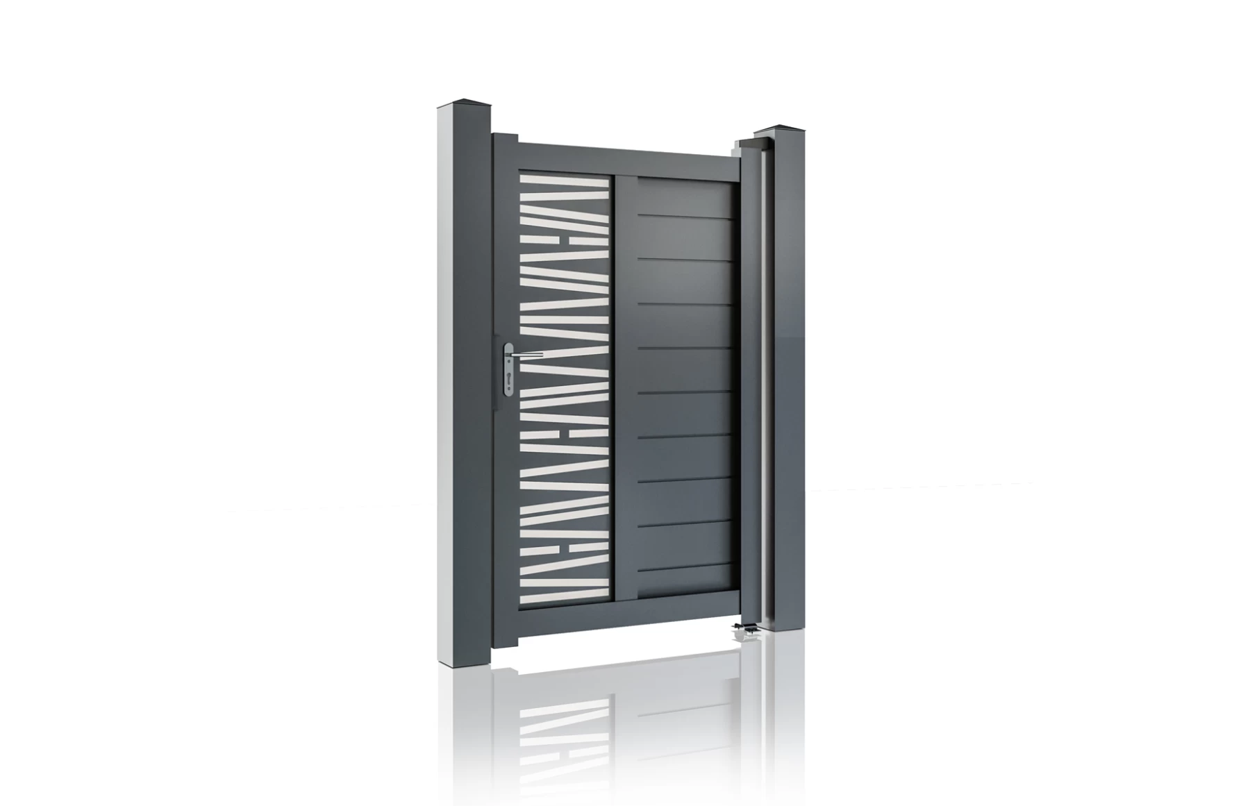 Poarta pietonala metalica din aluminiu 900x1800mm, prefabricata, gri antracit, model  Poseidon