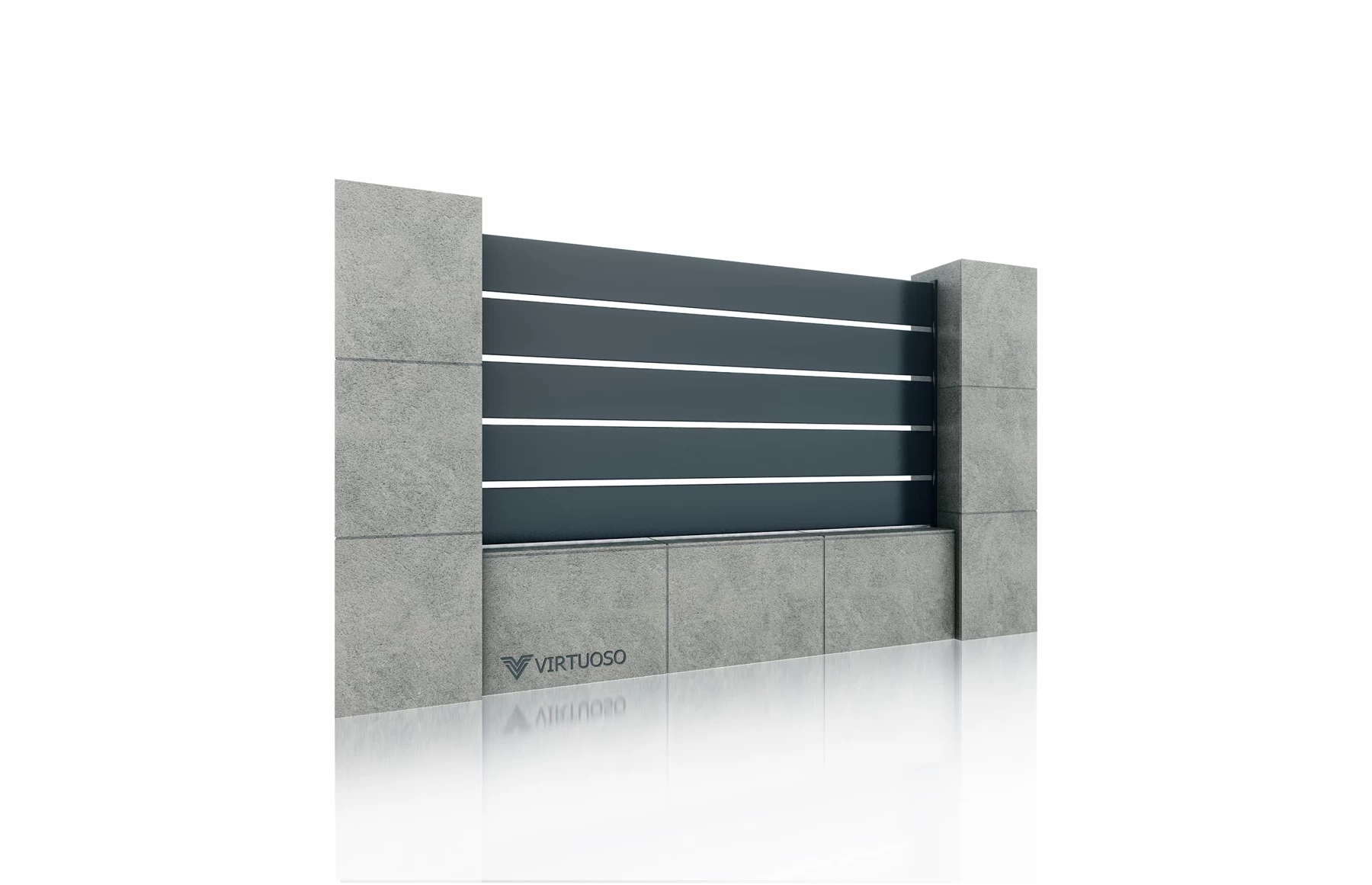 Gard metalic din aluminiu, stalpi existenti, model Prometheus