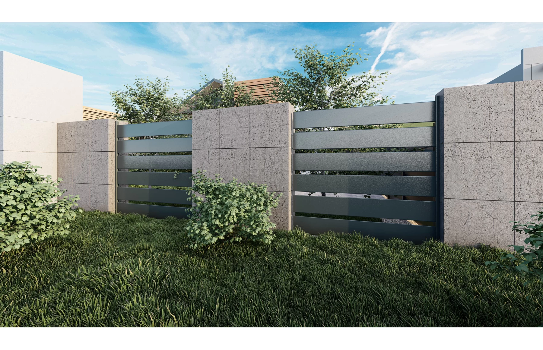 Poarta autoportanta in consola metalica din aluminiu, model Prometheus