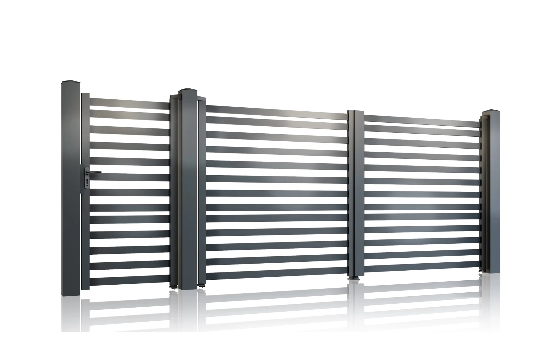 Set porti metalice din aluminiu 900x1800mm, 3500x1800mm, prefabricate, gri antracit, model Star