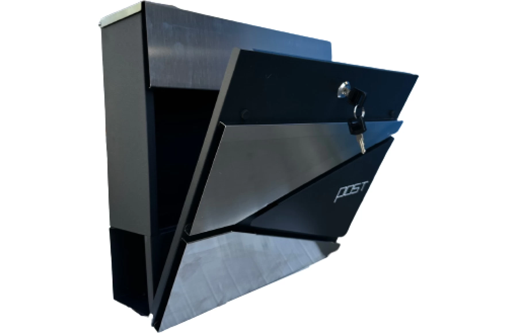 Cutie postala otel zincat, Design Modern, Gri antracit, Argintiu si Negru