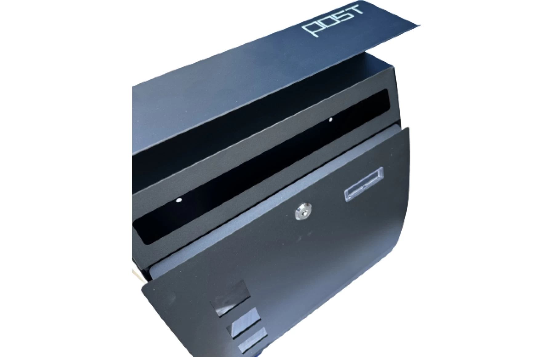 Cutie postala otel zincat, Design Modern, Negru