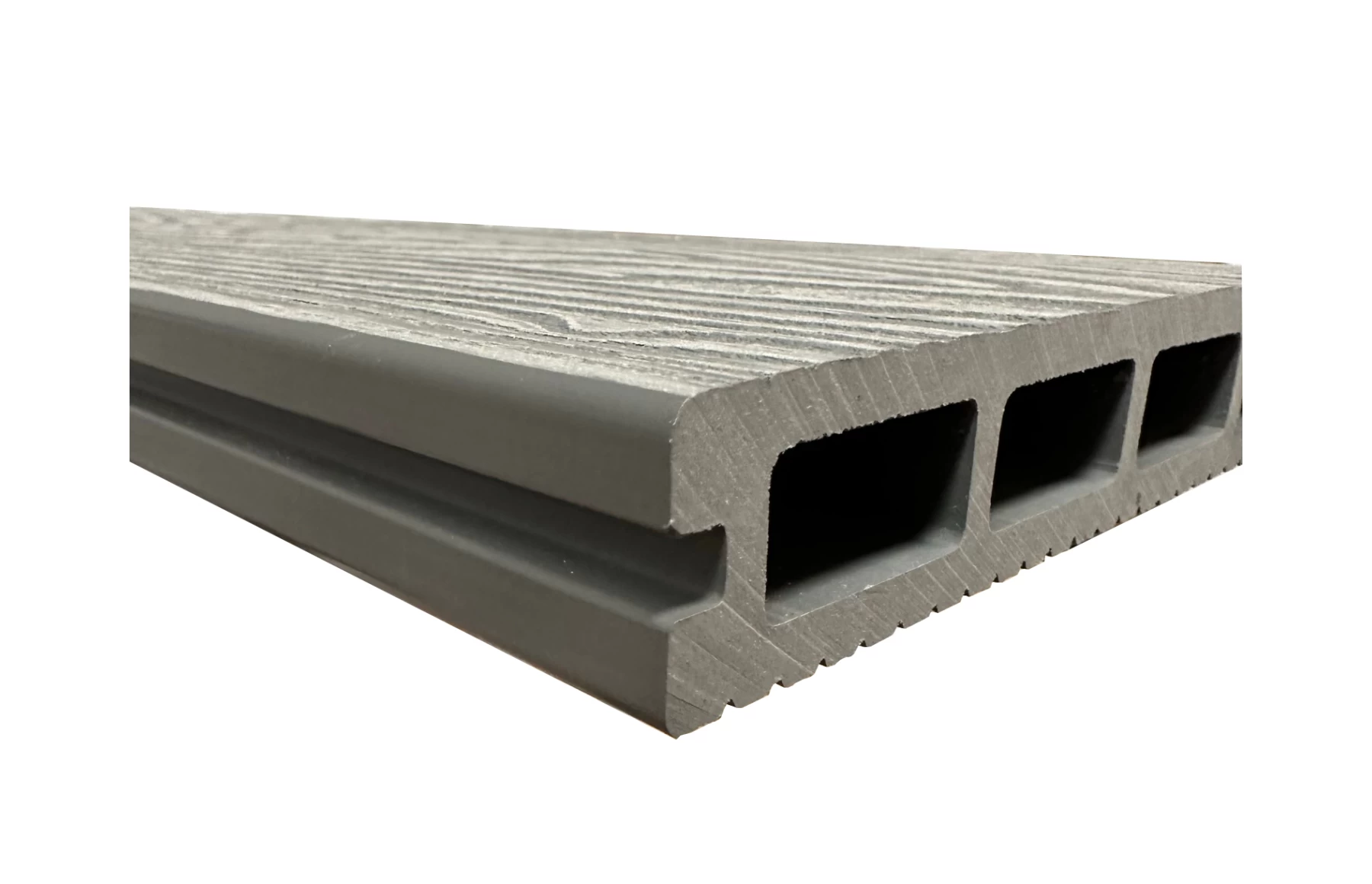 Placa deck terasa WPC 3D, tip pardoseala/dusumea WPC, 150x25 mm, gri deschs linii periat