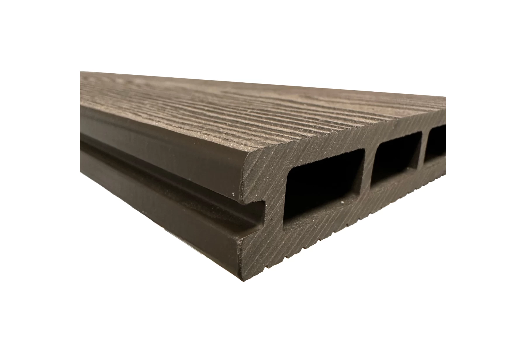 Placa deck terasa WPC 3D, tip pardoseala/dusumea WPC, 150x25 mm, maro linii periat