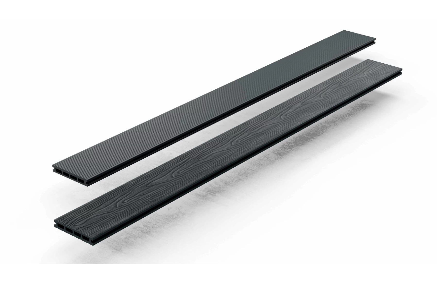 Placa deck terasa WPC 3D, tip pardoseala/dusumea WPC, 150x25 mm, gri antracit lemn