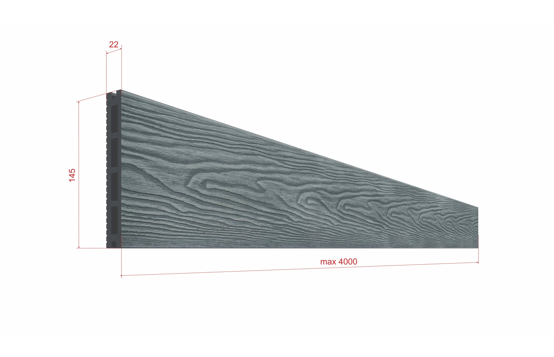 Placa deck terasa WPC 3D, tip pardoseala/dusumea WPC, 150x25 mm, gri deschs linii periat