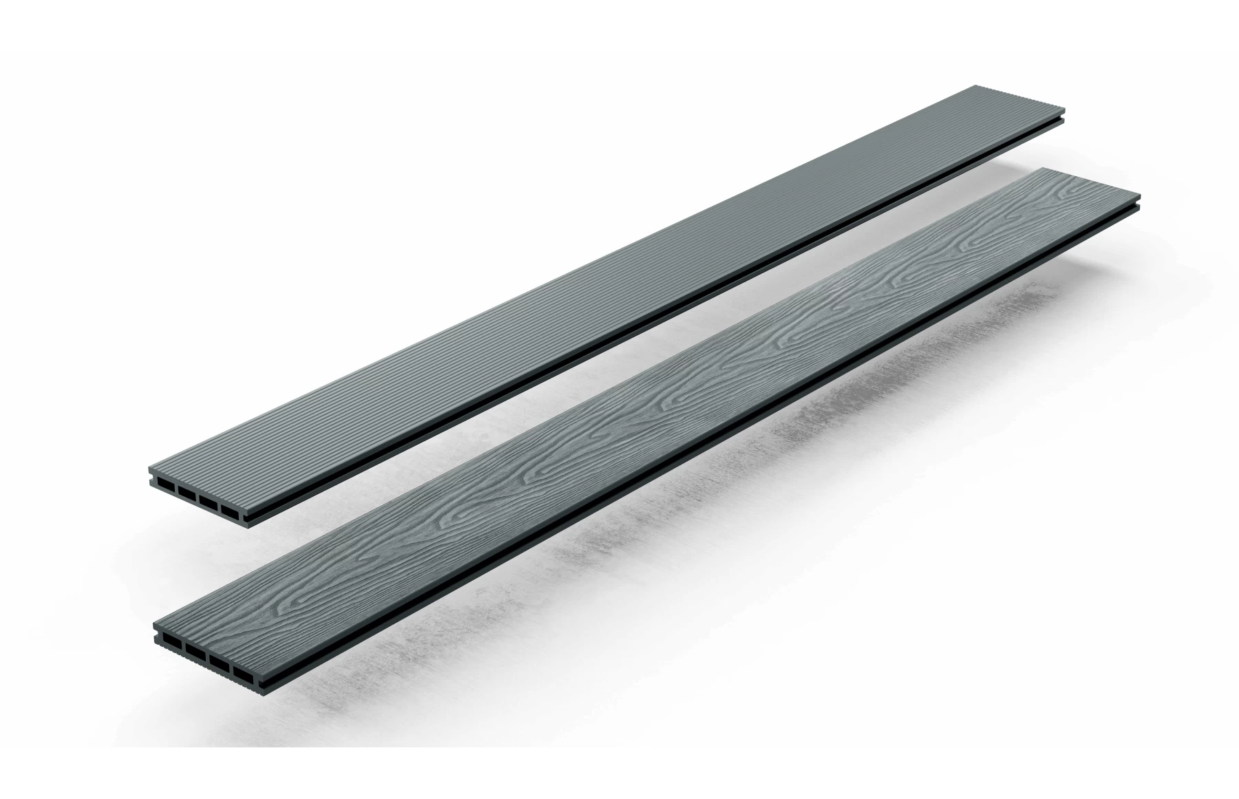 Placa deck terasa WPC 3D, tip pardoseala/dusumea WPC, 150x25 mm, gri deschs linii periat