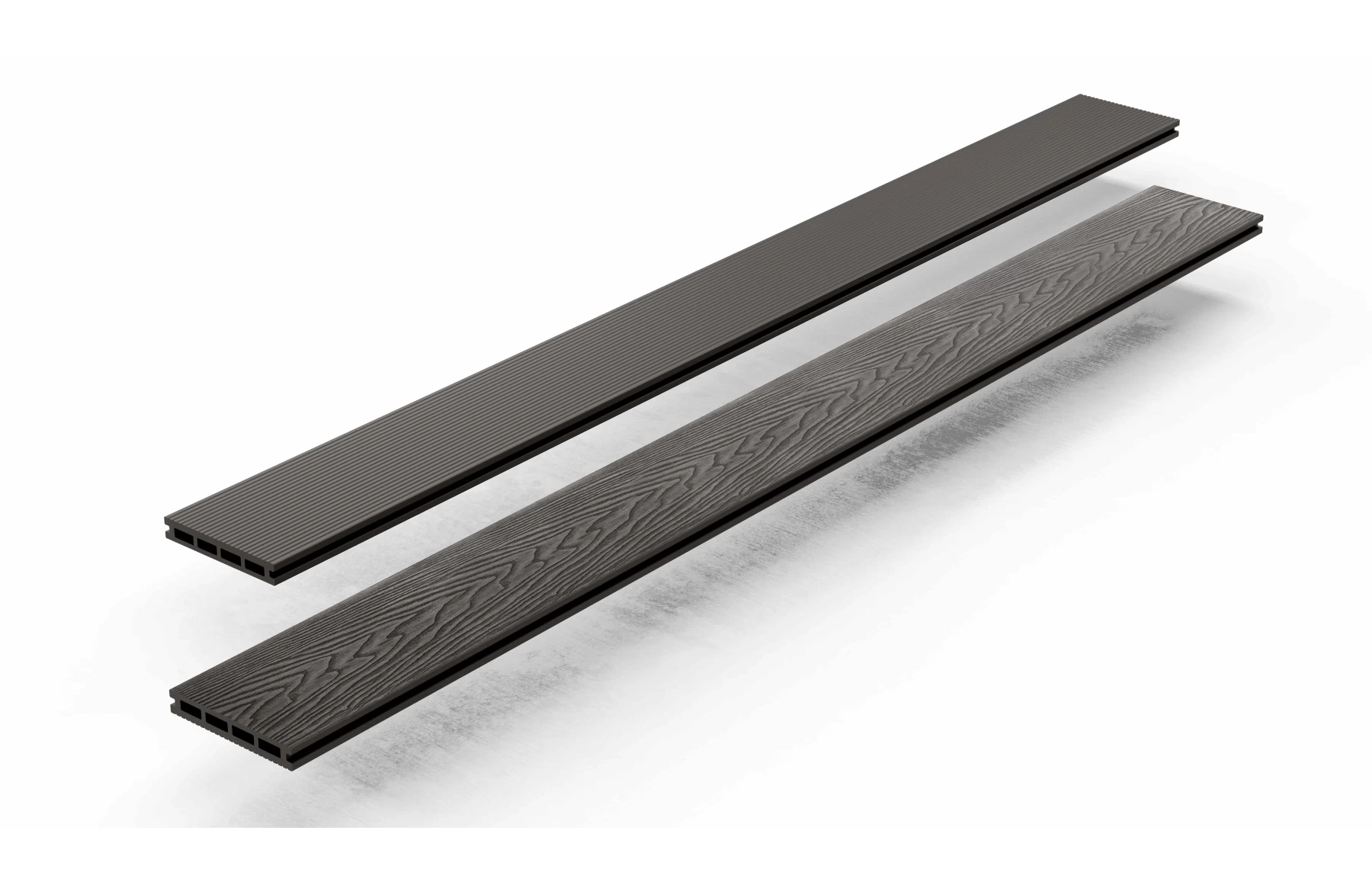 Placa deck terasa WPC 3D, tip pardoseala/dusumea WPC, 150x25 mm, maro linii periat