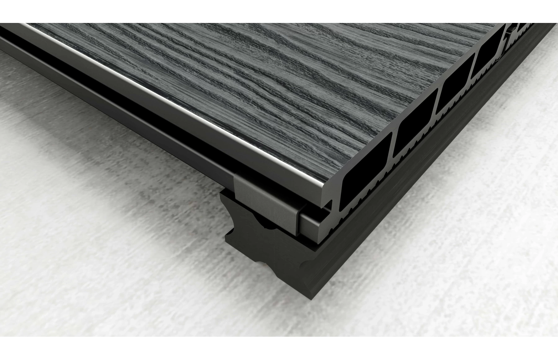 Placa deck terasa WPC 3D, tip pardoseala/dusumea WPC, 150x25 mm, gri antracit linii periat