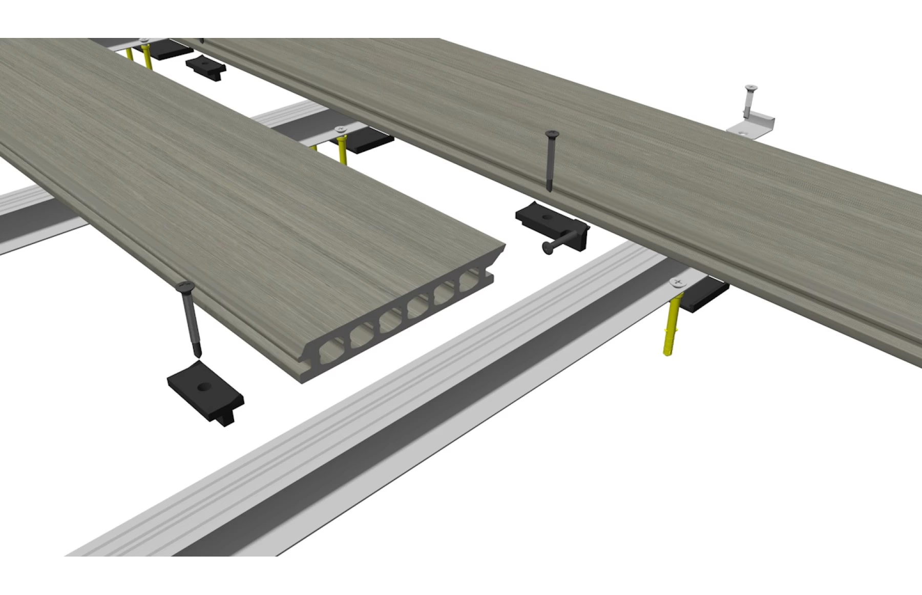 Placa deck terasa WPC PREMIUM, tip pardoseala/dusumea WPC, placa co extrudata, 145x22mm, gri lemn, model No Gap