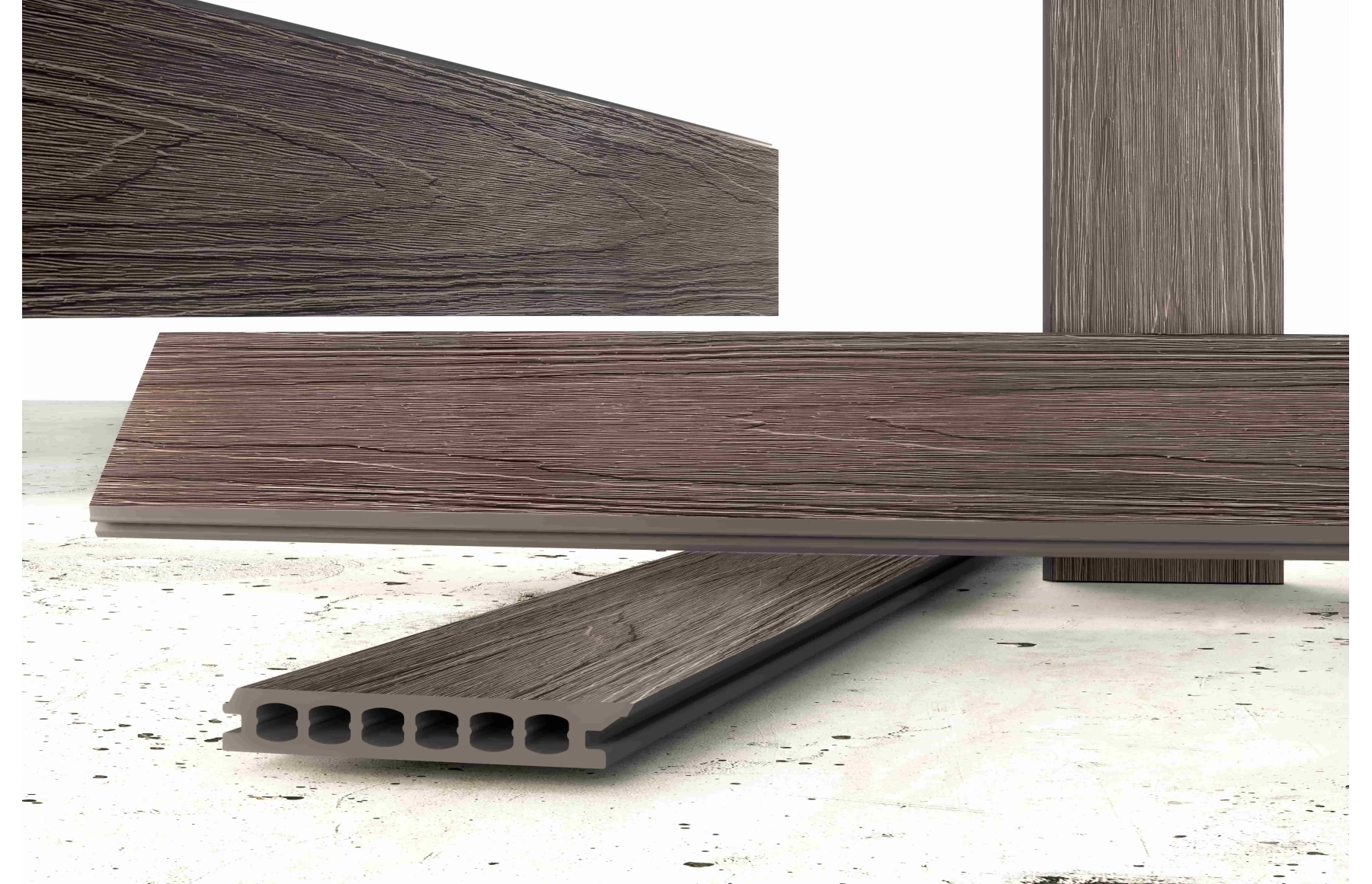 Placa deck terasa WPC PREMIUM, tip pardoseala/dusumea WPC, placa co extrudata, 145x22mm, maro lemn, model No Gap