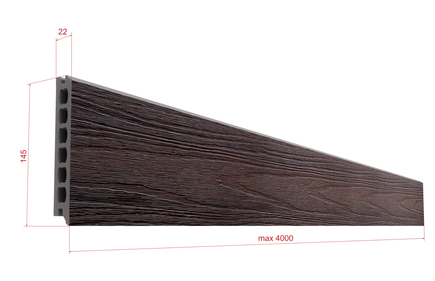 Placa deck terasa WPC PREMIUM, tip pardoseala/dusumea WPC, placa co extrudata, 145x22mm, maro lemn, model No Gap