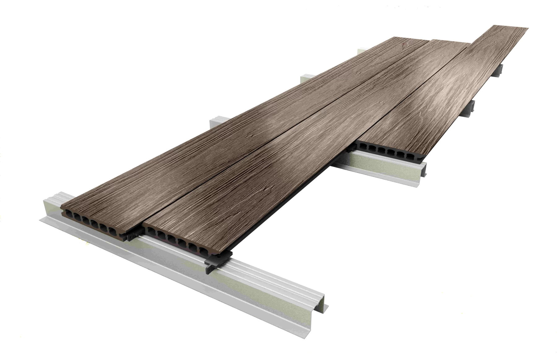 Placa deck terasa WPC PREMIUM, tip pardoseala/dusumea WPC, placa co extrudata, 145x22mm, maro lemn, model No Gap