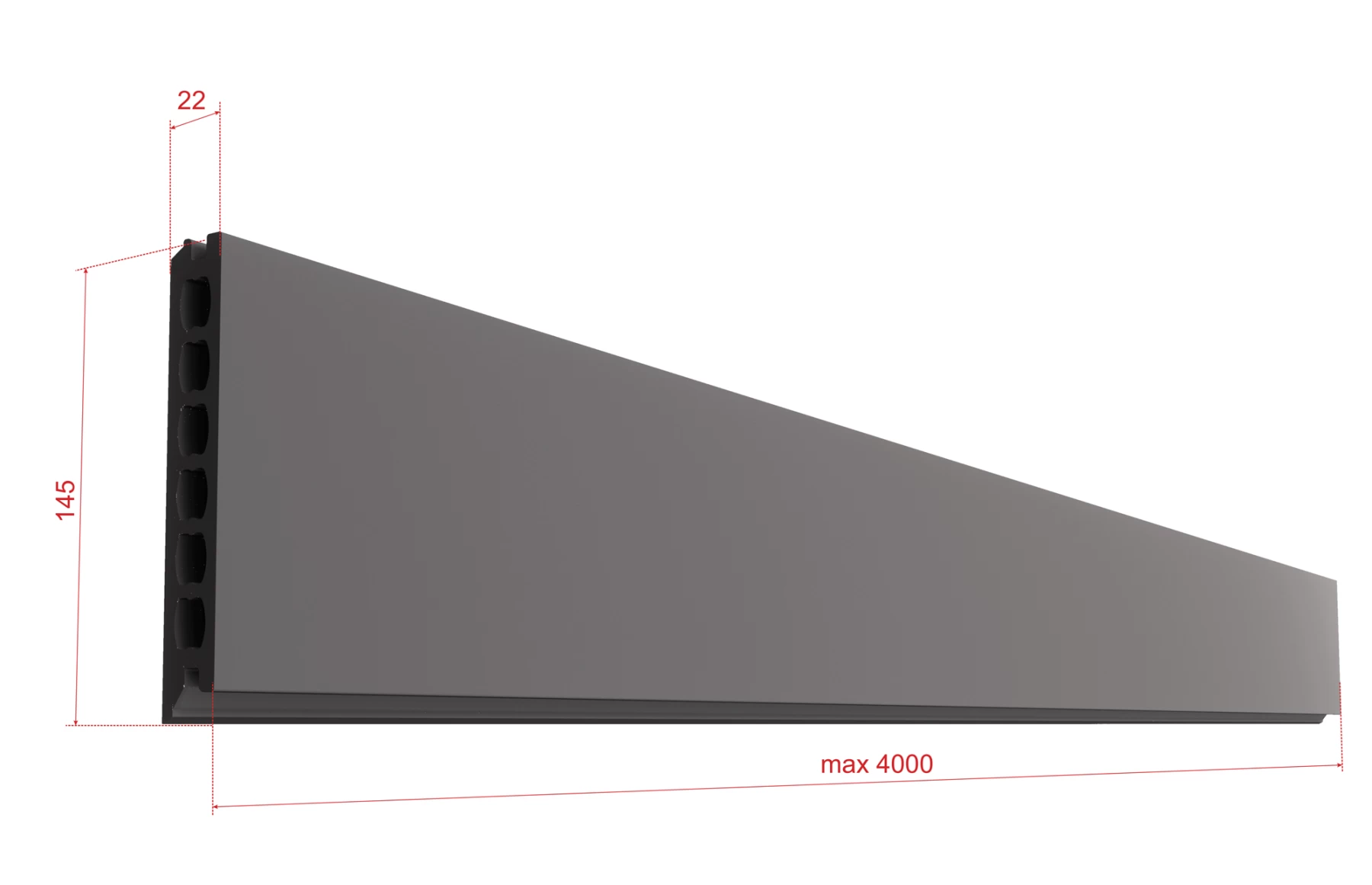 Placa deck terasa WPC PREMIUM, tip pardoseala/dusumea WPC, placa co extrudata, 145x22mm, gri lemn, model No Gap