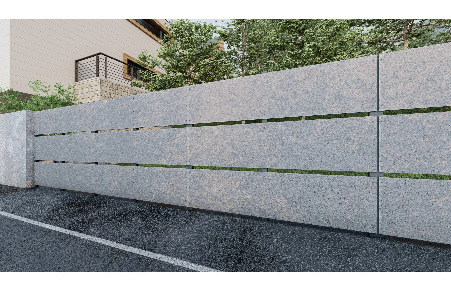 Gard modern fibrociment, Fibro X, Space Grey Day