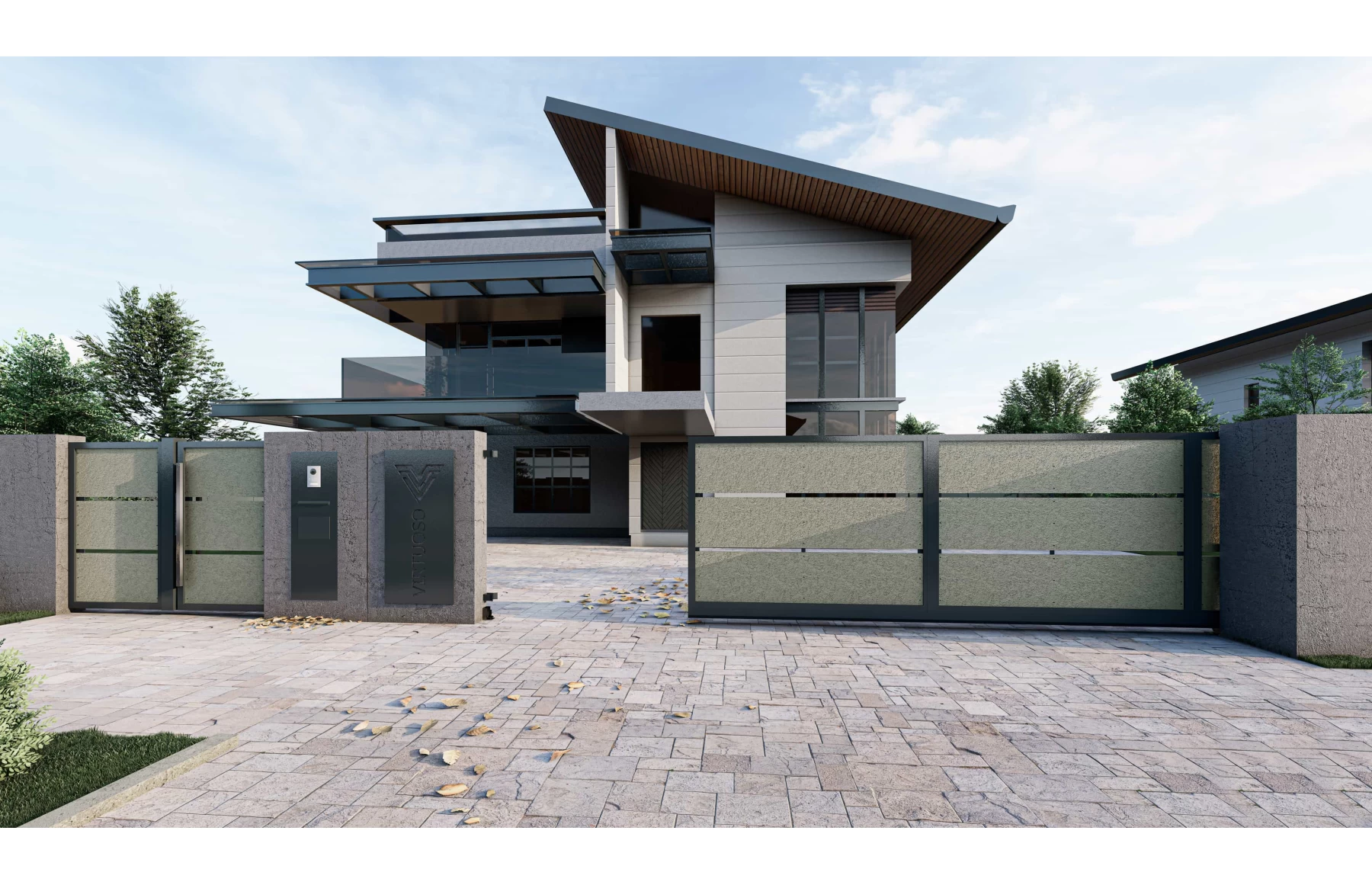 Gard modern fibrociment, Fibro X, Ivory Night