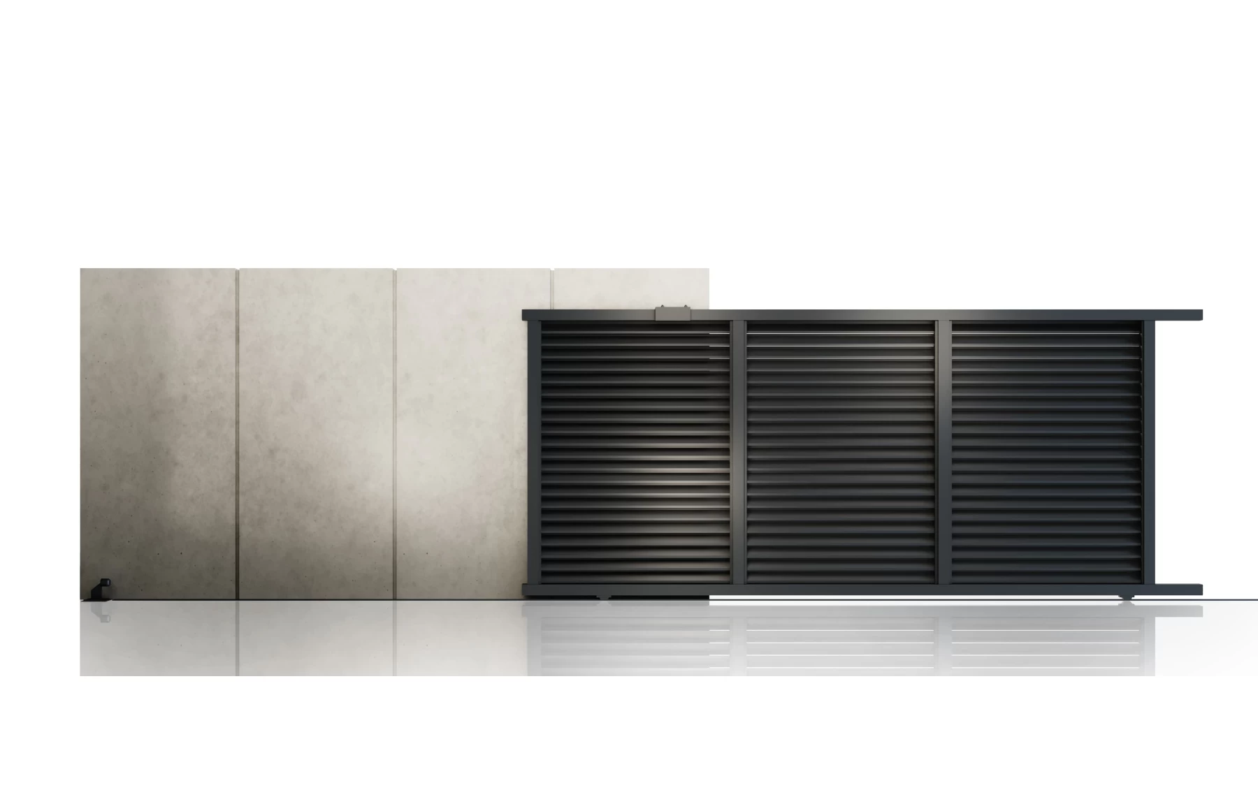 Poarta culisanta glisanta metalica din aluminiu, prefabricata, model Jaluzea Suprem, gri antracit, 3000x2000mm