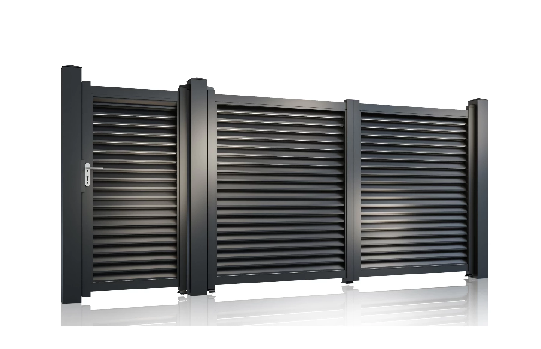 Set porti metalice din aluminiu 900x1800mm, 3500x1800mm, prefabricate, gri antracit, model Jaluzea Suprem