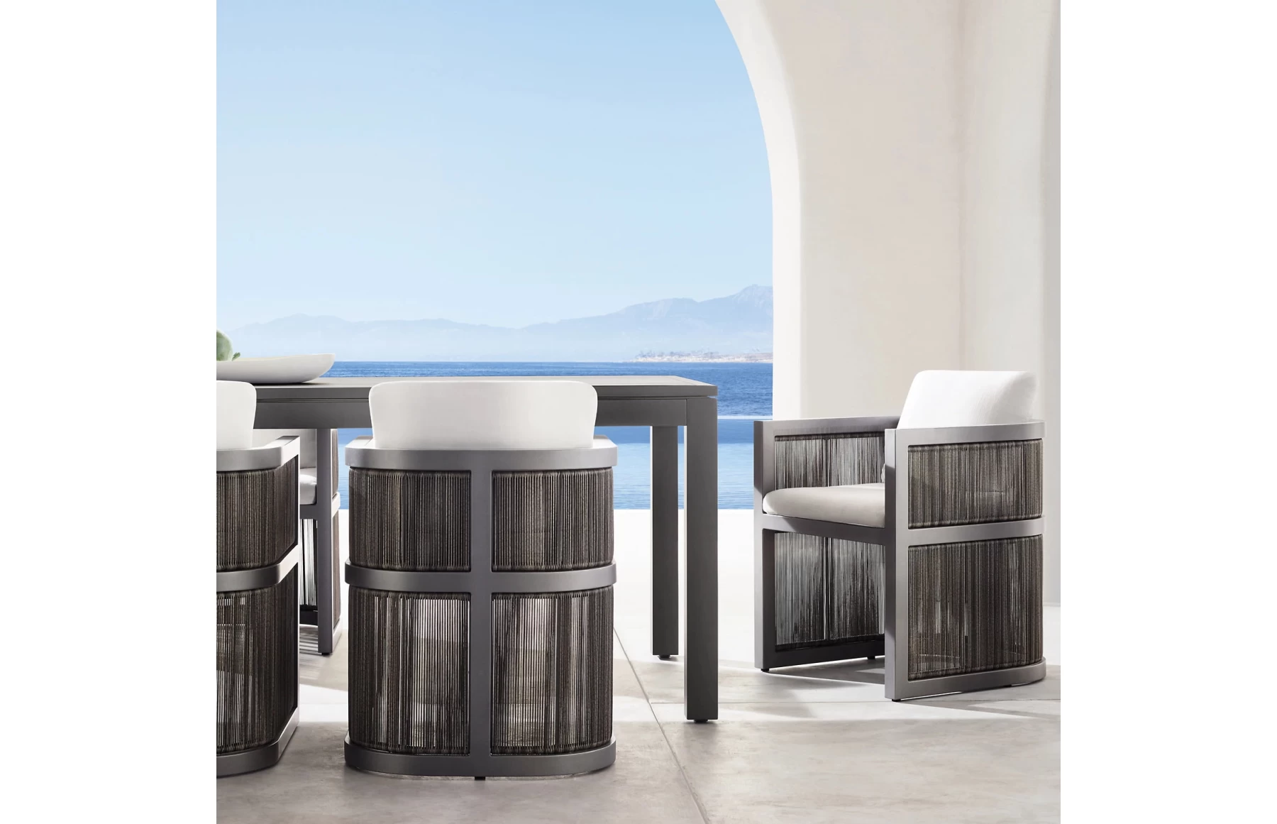 Set masa dining cu 6 scaune premium din aluminiu, pentru terasa/gradina/balcon, model Bari