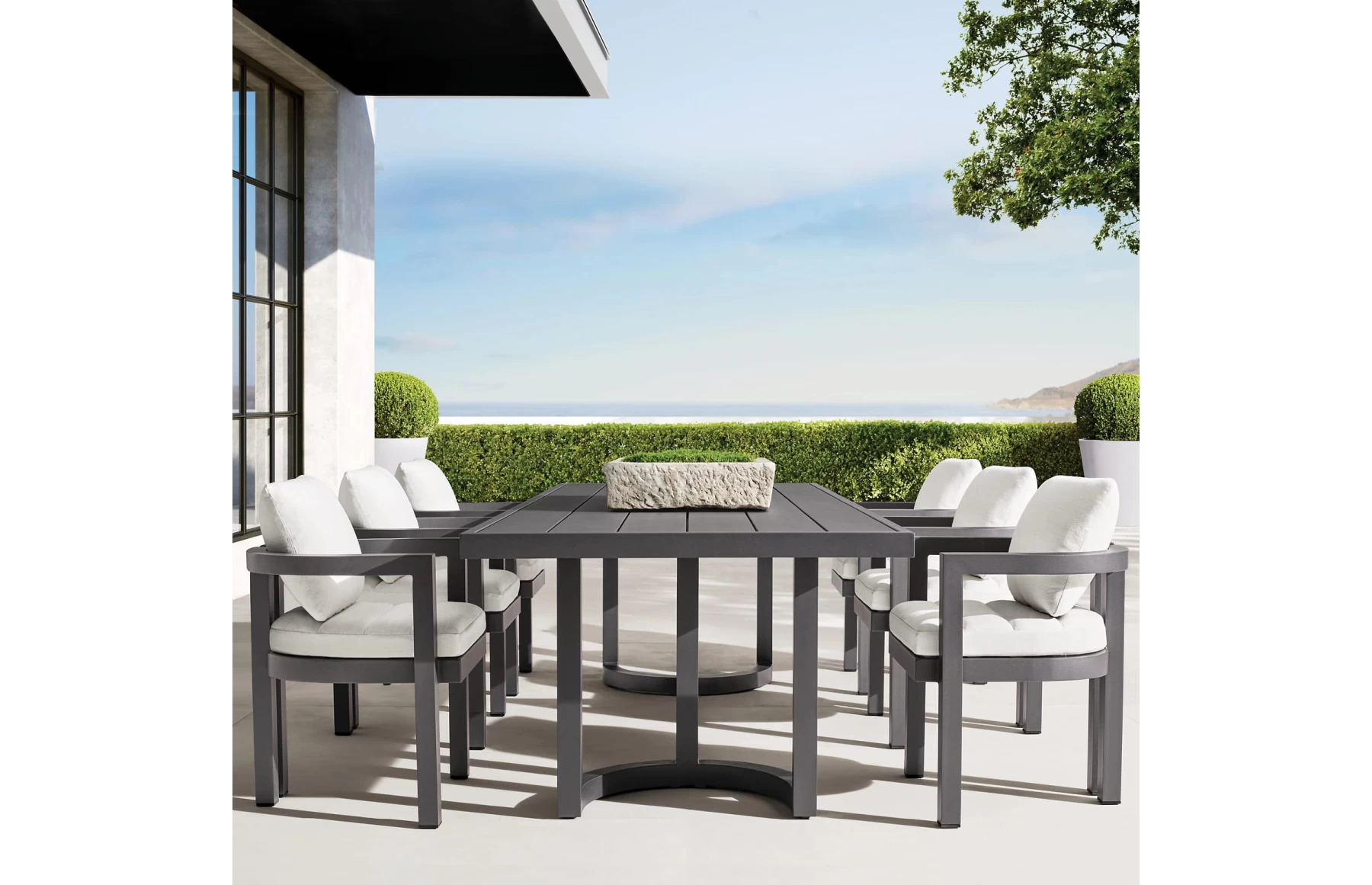 Set masa dining cu 6 scaune premium din aluminiu, pentru terasa/gradina/balcon, model Parma