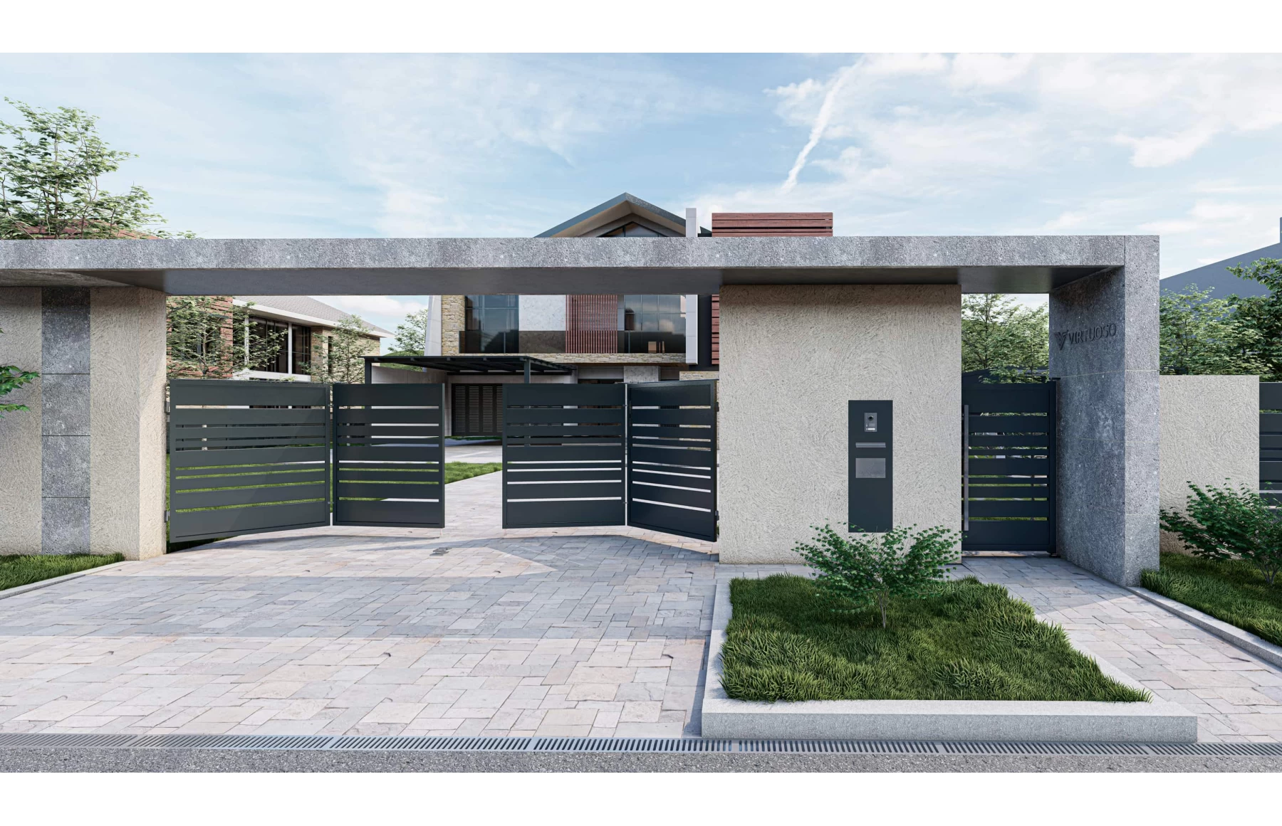 Poarta culisanta la 90 de grade, Odiseu, Aluminiu