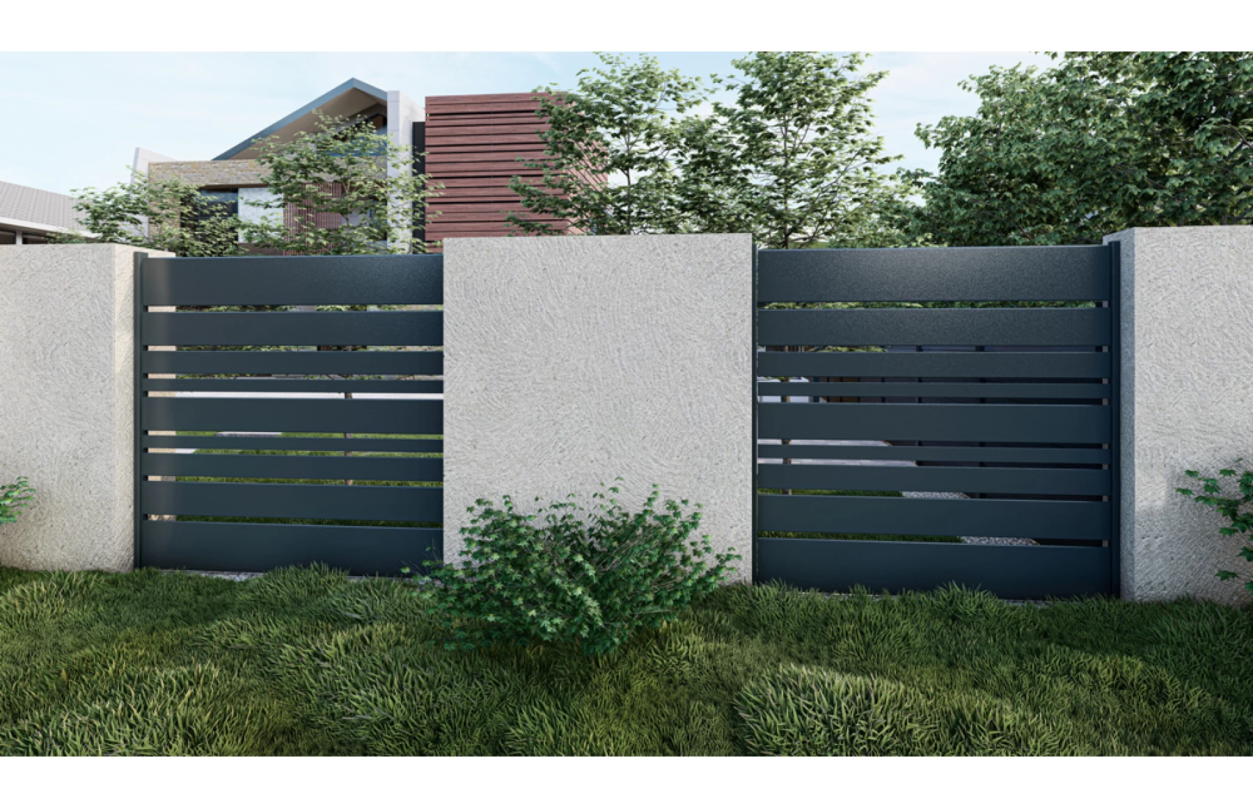 Poarta autoportanta metalica din aluminiu, poarta in consola, model Paradox