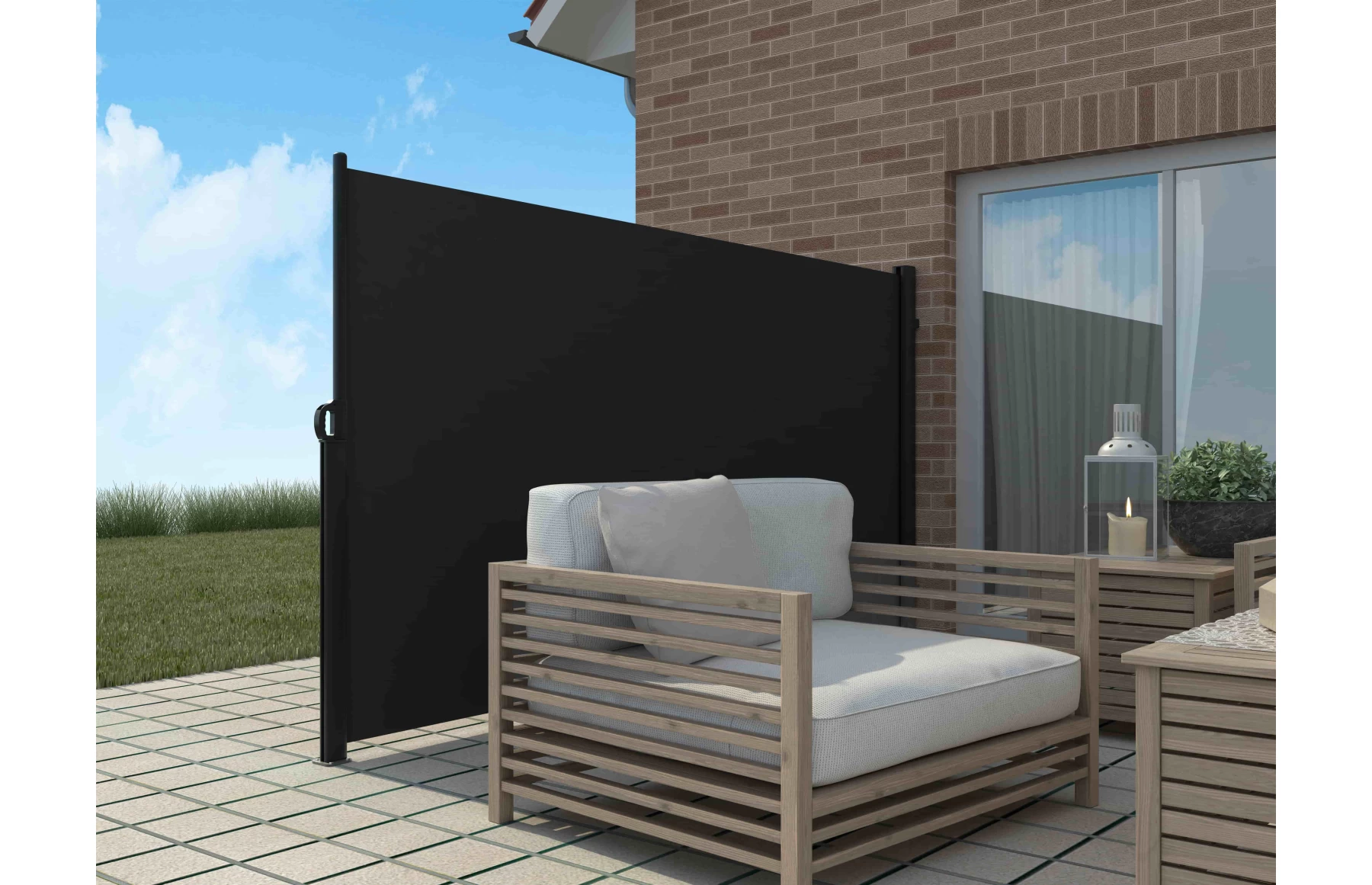 Copertina laterala 3 metri retractabila, incastrat in caseta din aluminiu, 1800x3000mm, intimitate garantata