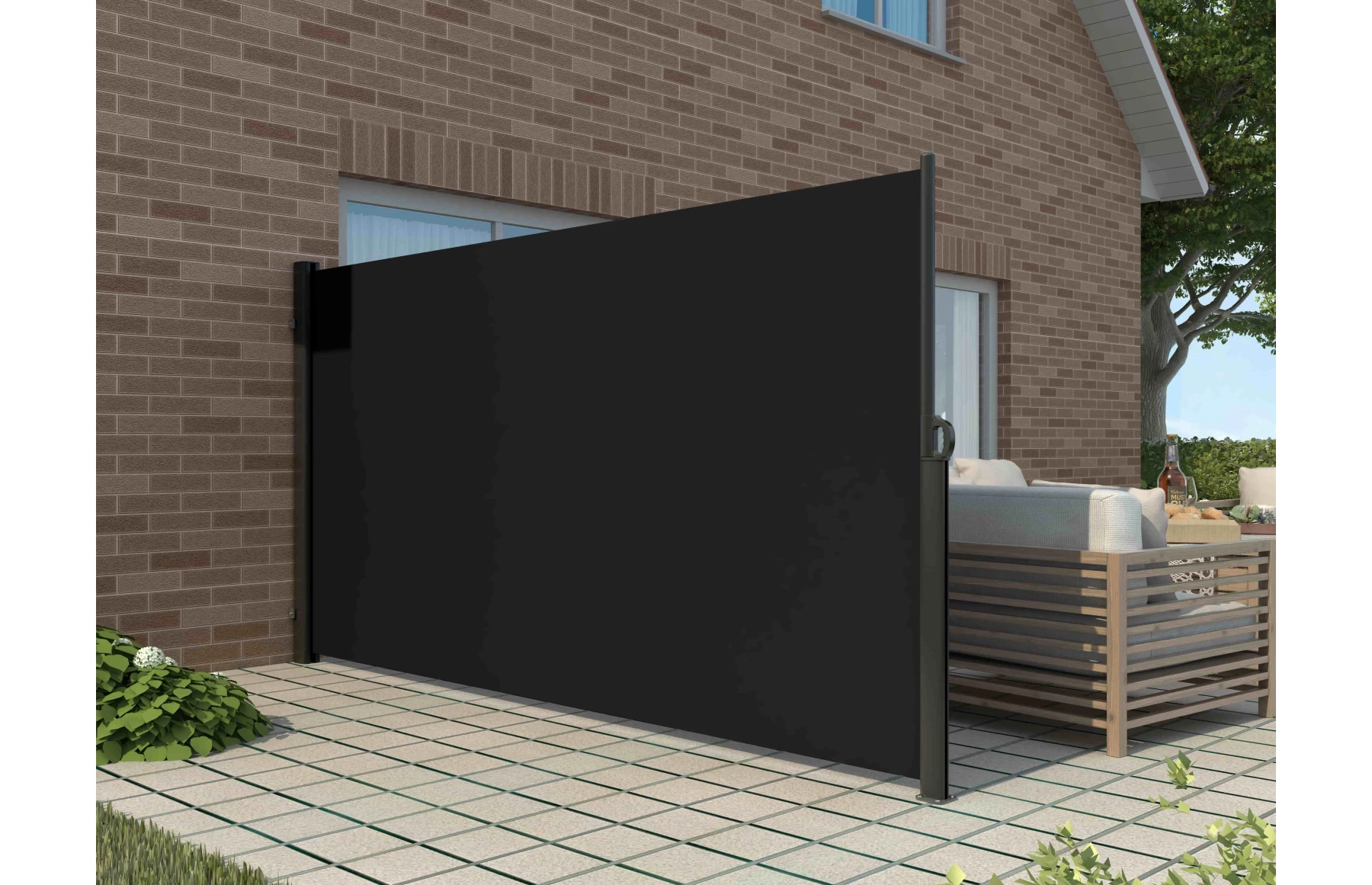 Copertina laterala 3 metri retractabila, incastrat in caseta din aluminiu, 1800x3000mm, intimitate garantata